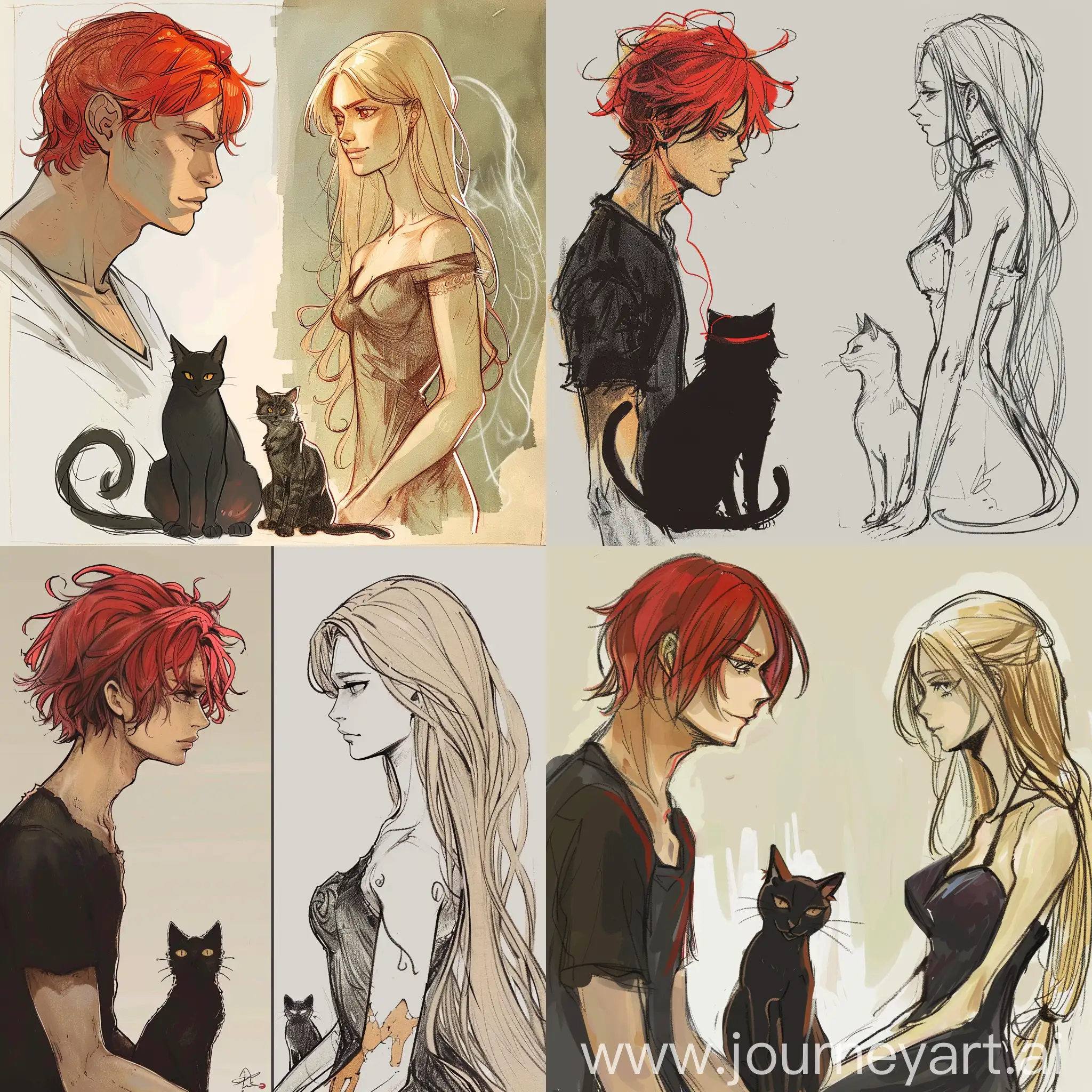 RedHaired-Man-and-Blonde-Woman-with-Cats