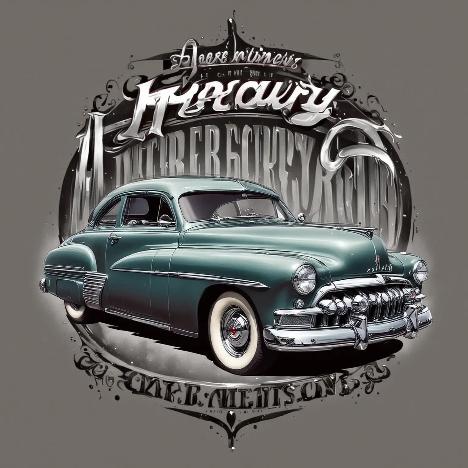 Vintage 1950 Mercury Street Rod Car Show Tshirt Design