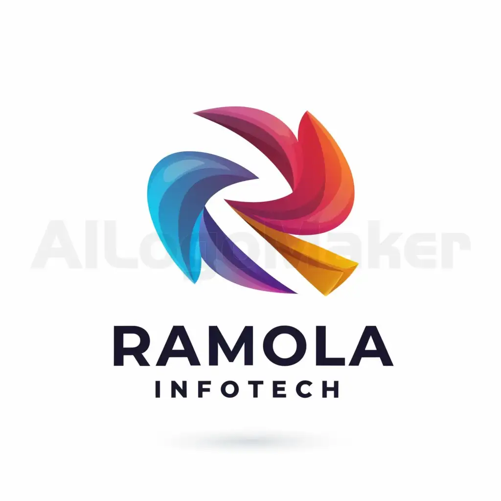 a logo design,with the text "Ramola Infotech", main symbol:R,Moderate,be used in Technology industry,clear background