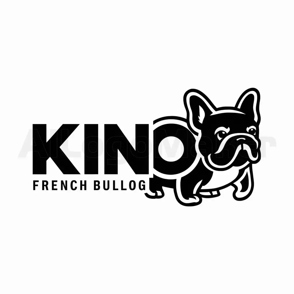 a logo design,with the text "KINO", main symbol:French Bulldog,complex,be used in Others industry,clear background