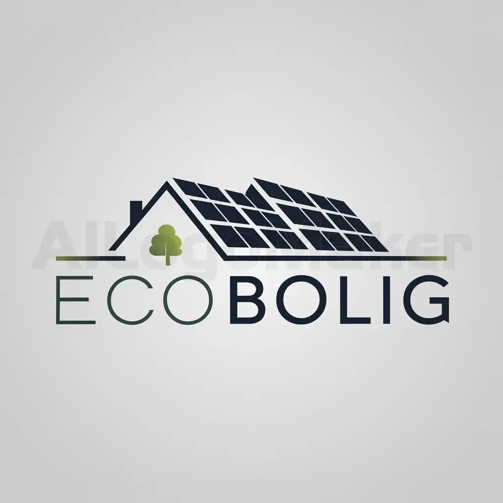 a logo design,with the text 'Ecobolig', main symbol:Solar paneled House,Moderate,clear background