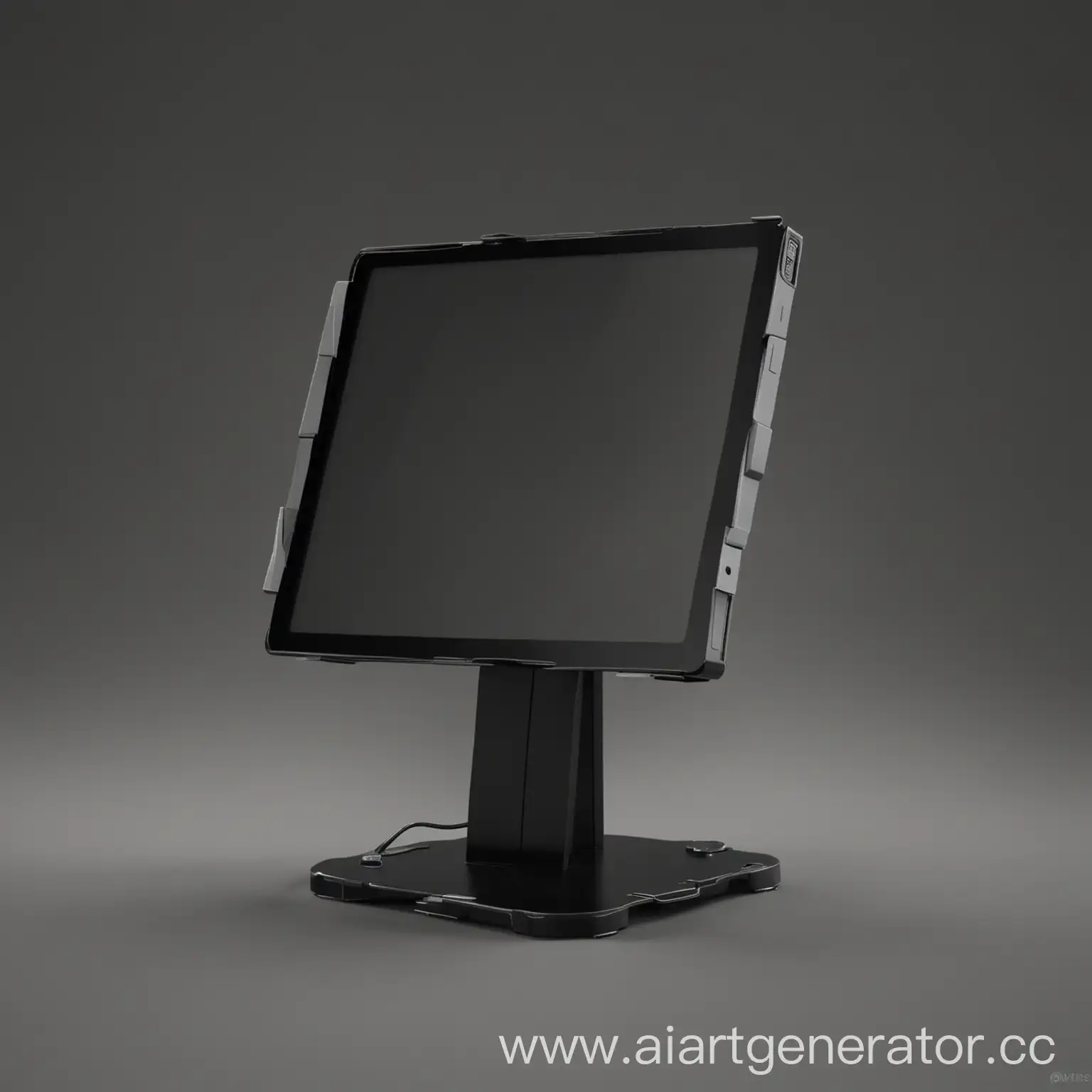 электронный гаджет на подставке черного цвета, который можно ставить на стол с маленьким экраном
