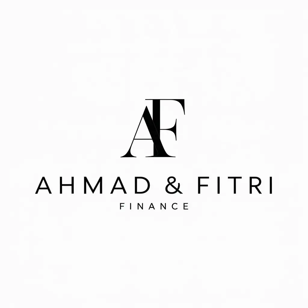 a logo design,with the text "Ahmad & Fitri", main symbol:A F,Moderate,be used in Finance industry,clear background