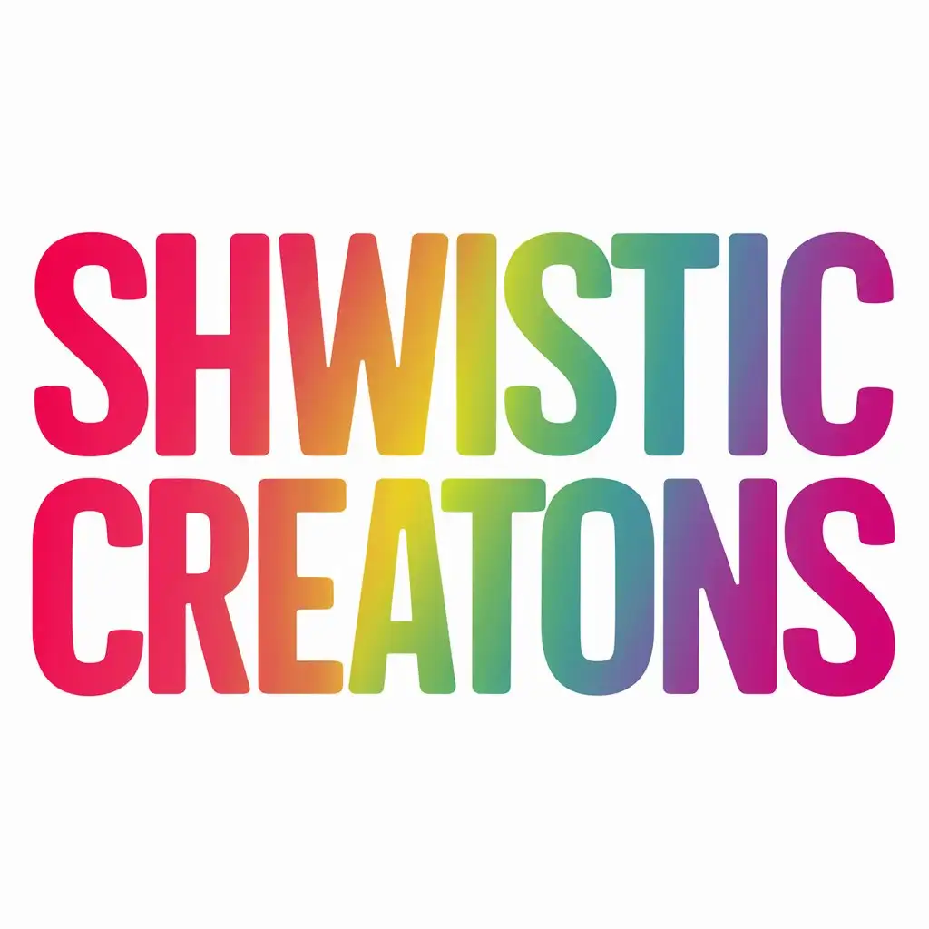 A captivating, young, fun, colorful, text only logo of the words "Shwistic Creations"