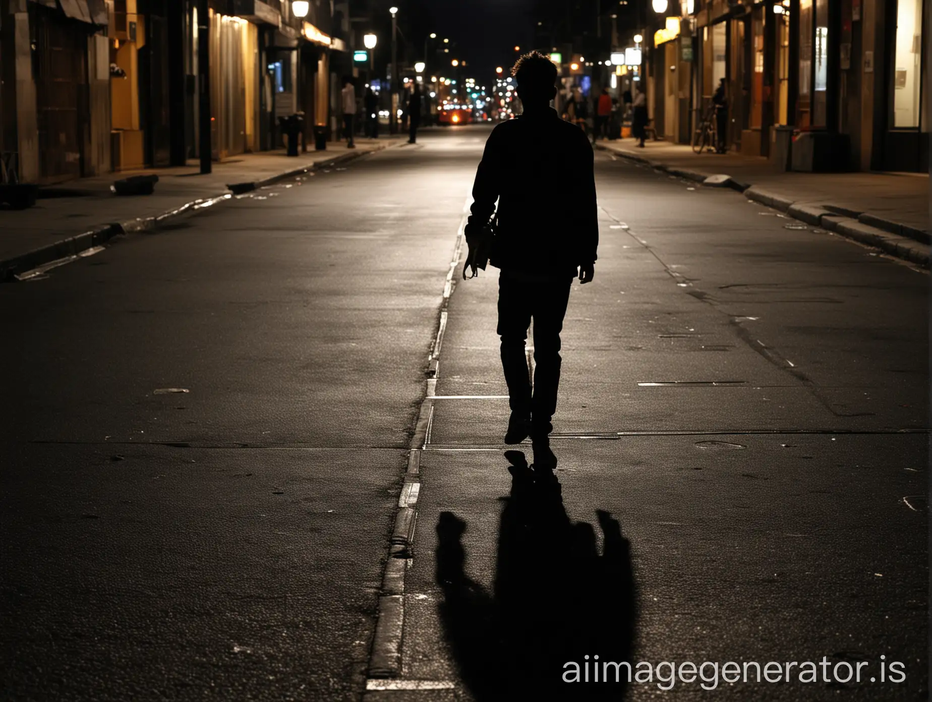 -------------------------------------n|                                   |n|          City Night View           |n|                                   |n|                                   |n|      Lost in the city               |n|   --- A young man seeking self in city    n|                                   |n|        ⬤(Figure shadow)⬤            |n|                                   |n|          Author: Zhou Yu           |n-------------------------------------