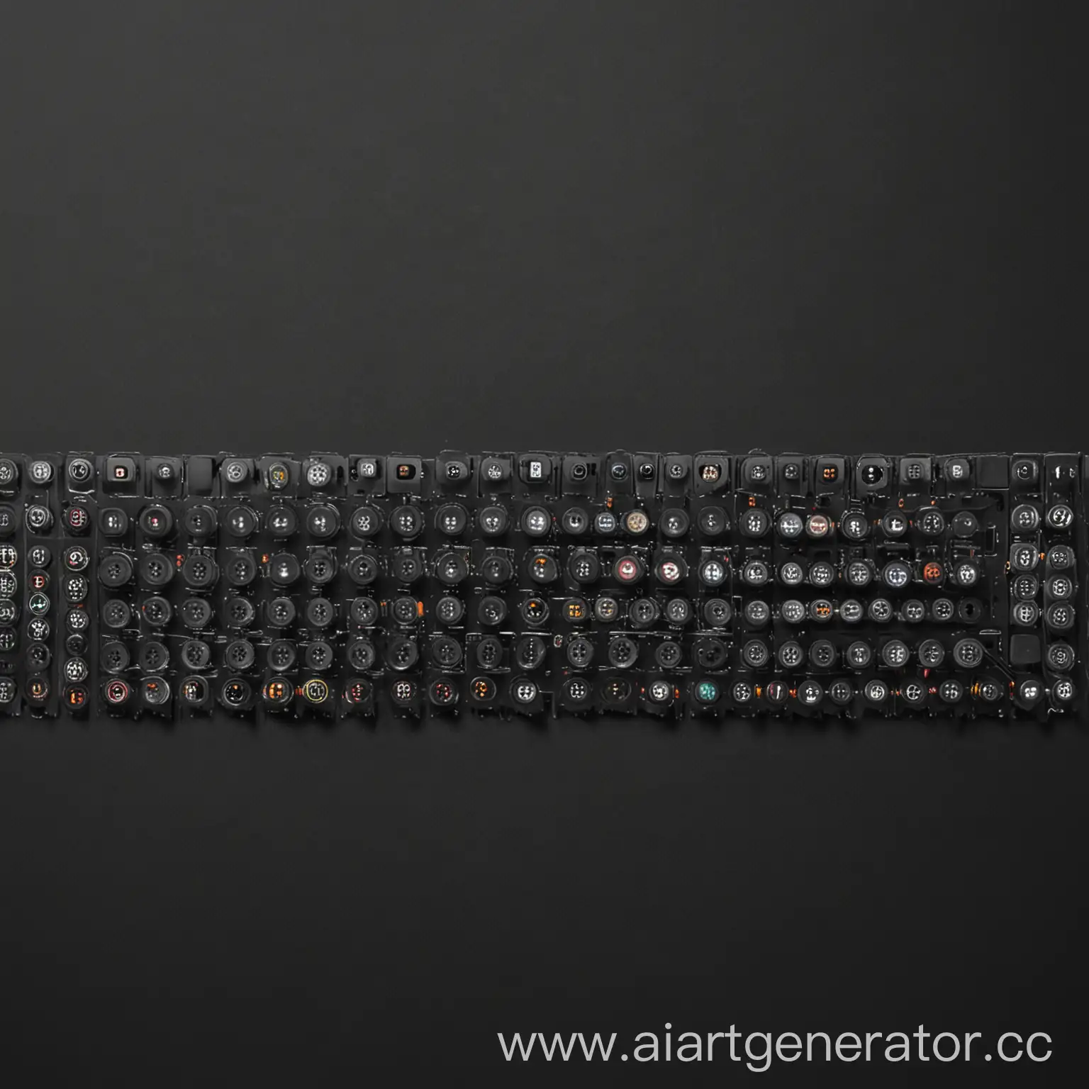 Row-of-Buttons-and-Cable-Holes-on-Black-Background