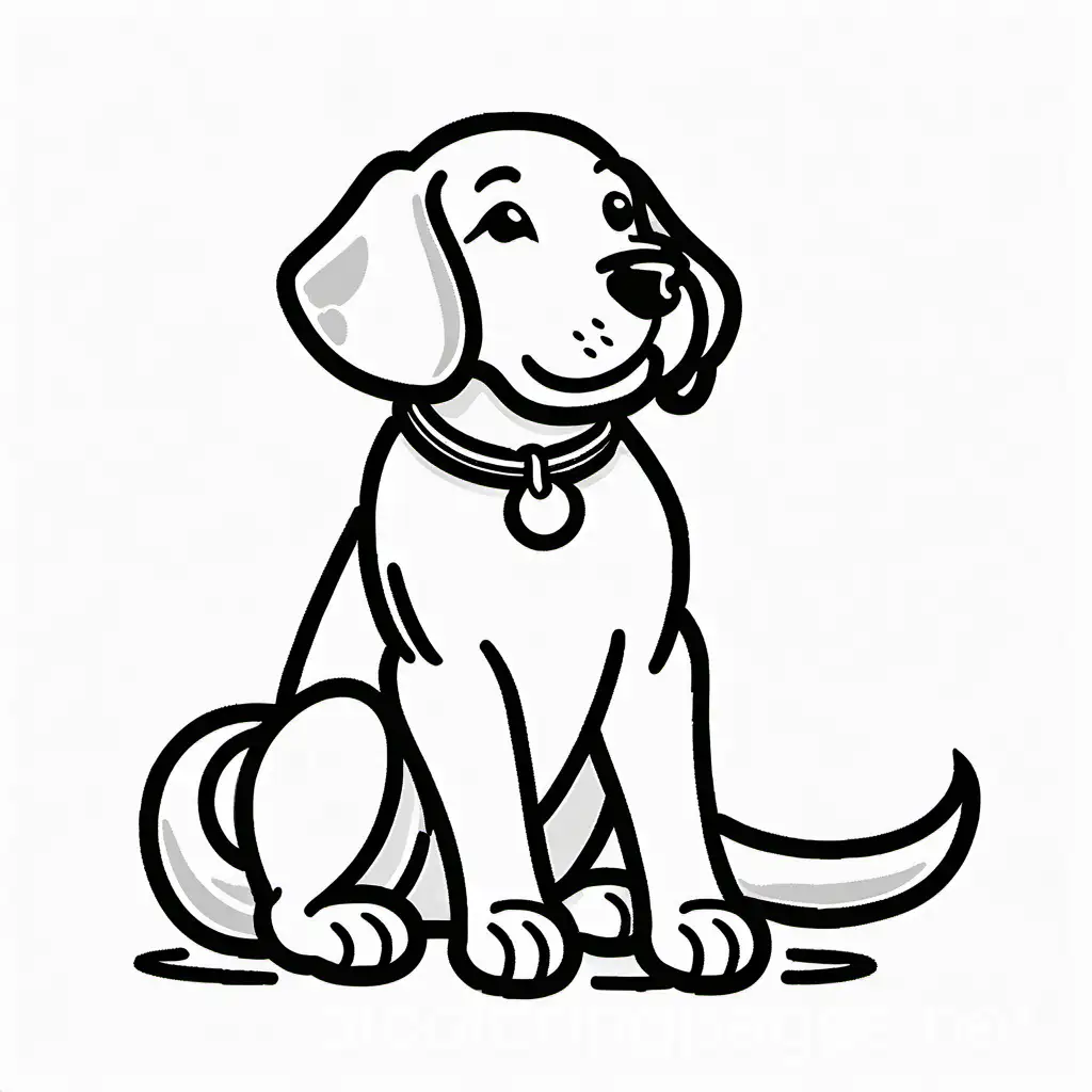 Dog-Coloring-Page-Simple-Line-Art-on-White-Background