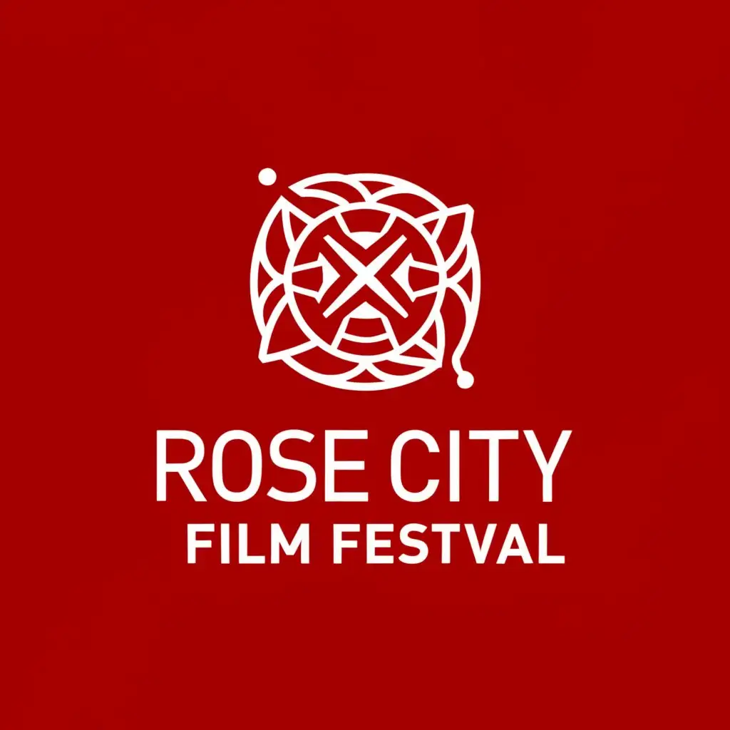 a logo design,with the text "Rose City Film Festival", main symbol:bright Red clean cinematic symbol depicting an international film festival,Moderate,be used in Entertainment industry,clear background