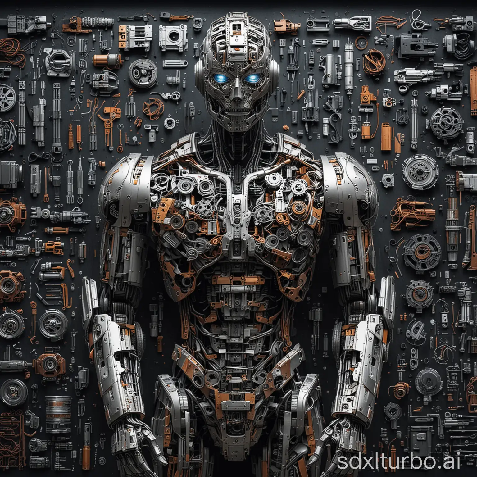 Automotive-Robot-Sculpture-Made-from-Recycled-Auto-Parts