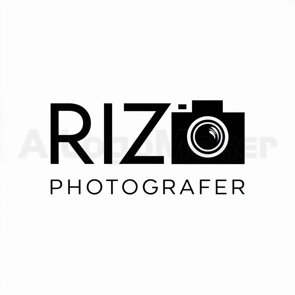 a logo design,with the text "RIZ PHOTOGRAFER", main symbol:BERIKANSAYA LOGO KAMERA MODERN,Minimalistic,be used in Others industry,clear background
