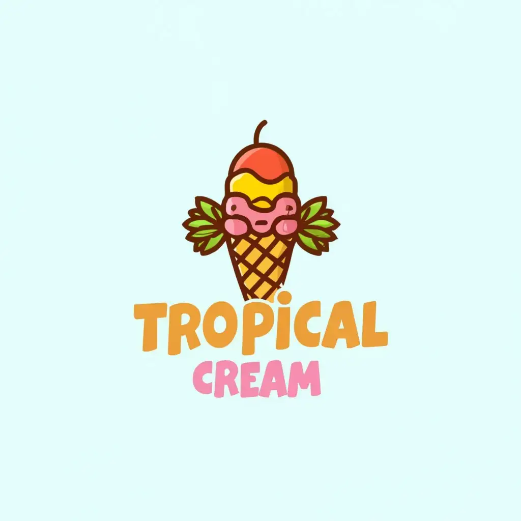 LOGO-Design-For-Tropical-Cream-Vibrant-Ice-Cream-Symbol-for-Restaurant-Branding