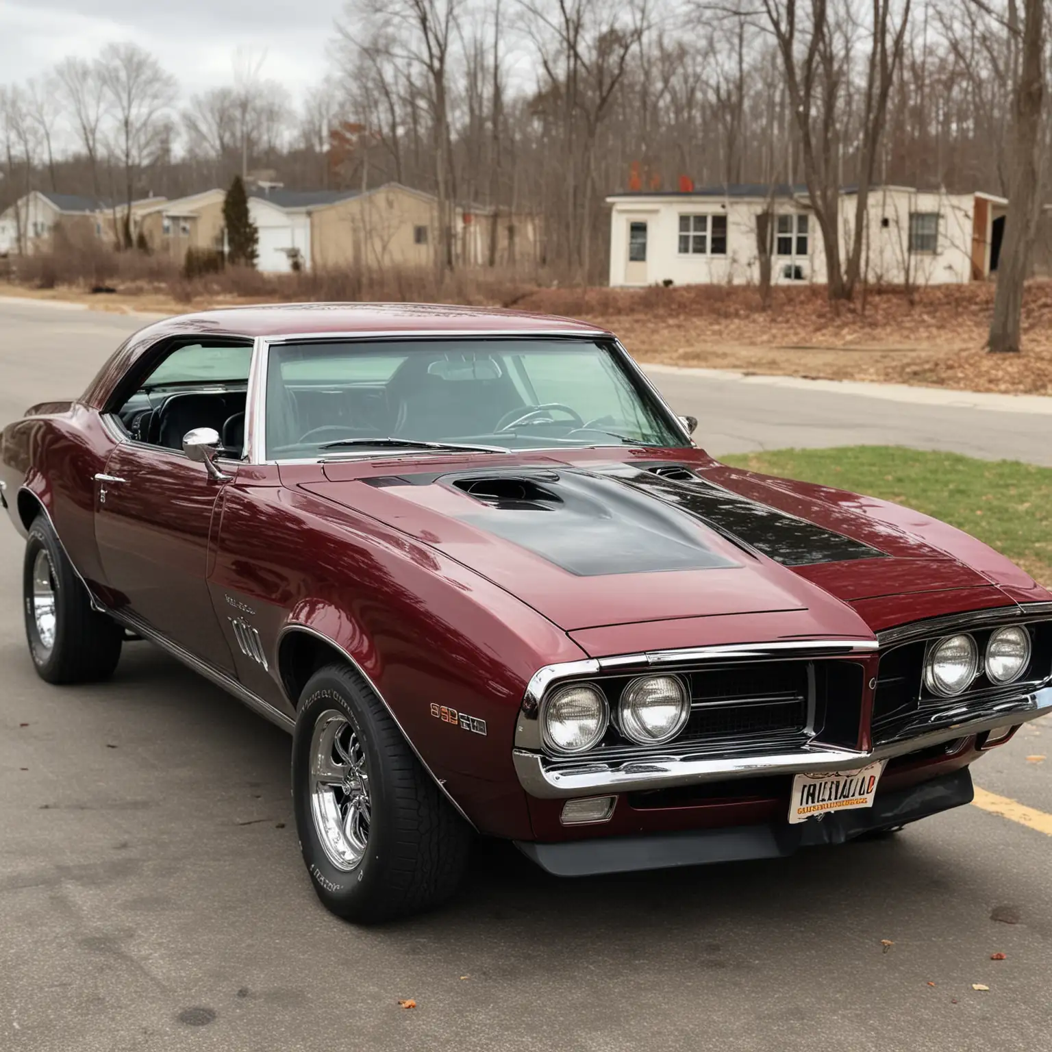 Classic Burgundy 1968 Firebird Muscle Car with Black Accents