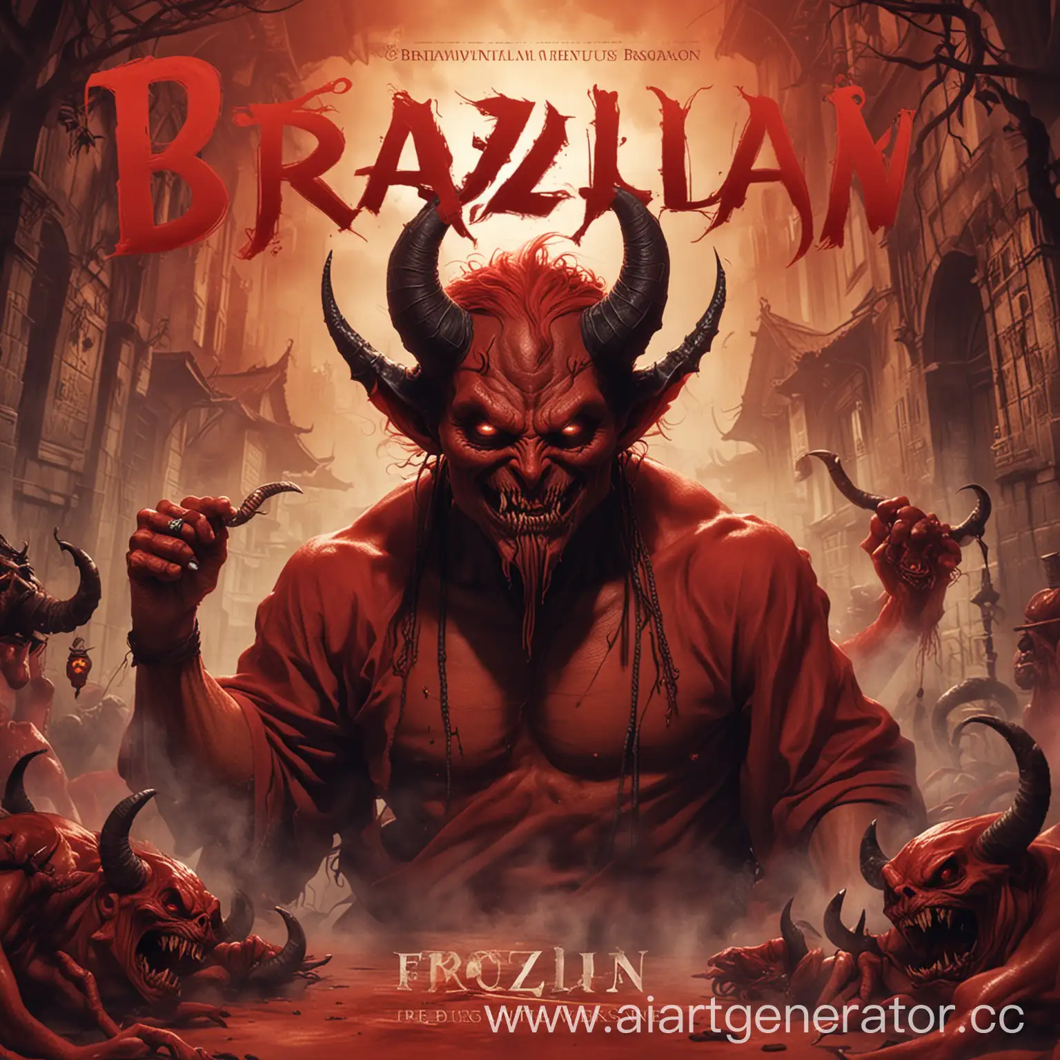 обложка к бразильскому фонку красный фонк с демоном