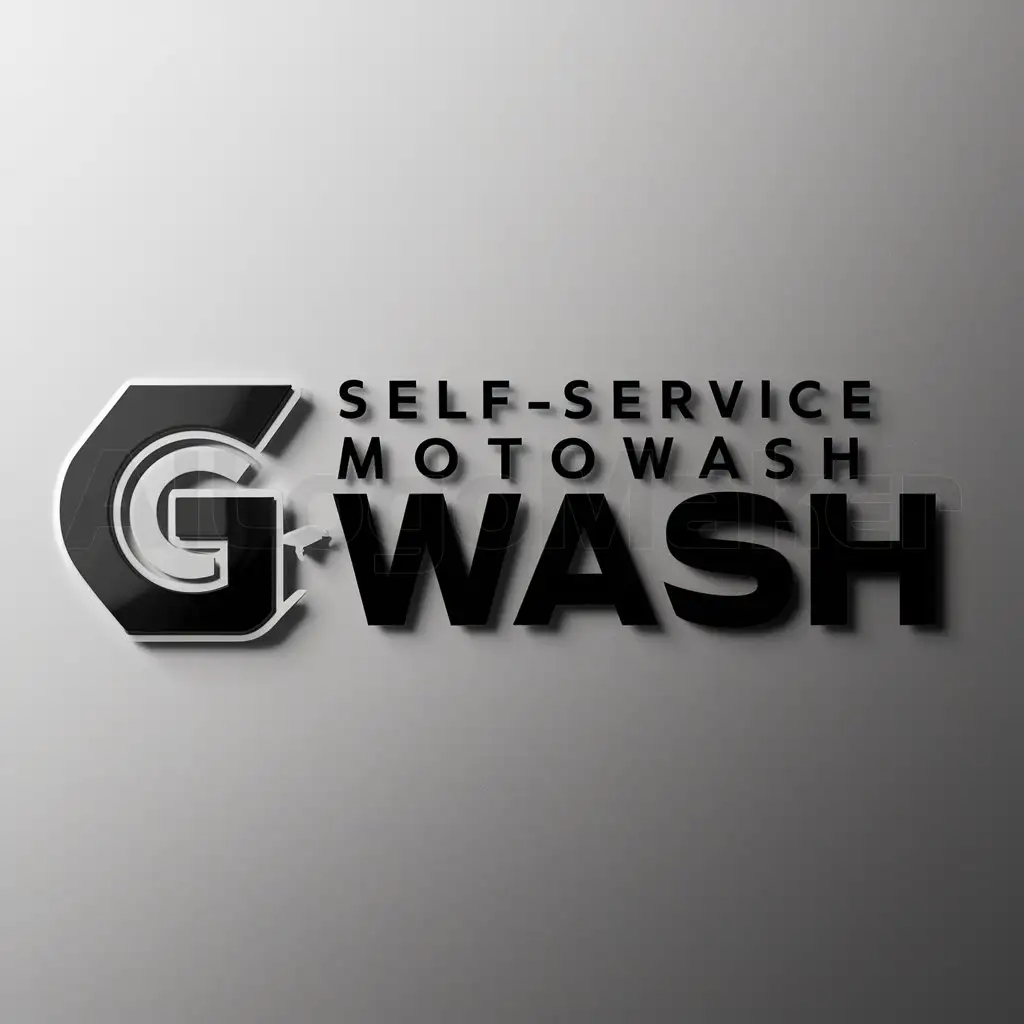 a logo design,with the text "Self-Service MotoWash Vendo", main symbol:G-Wash,Moderate,clear background