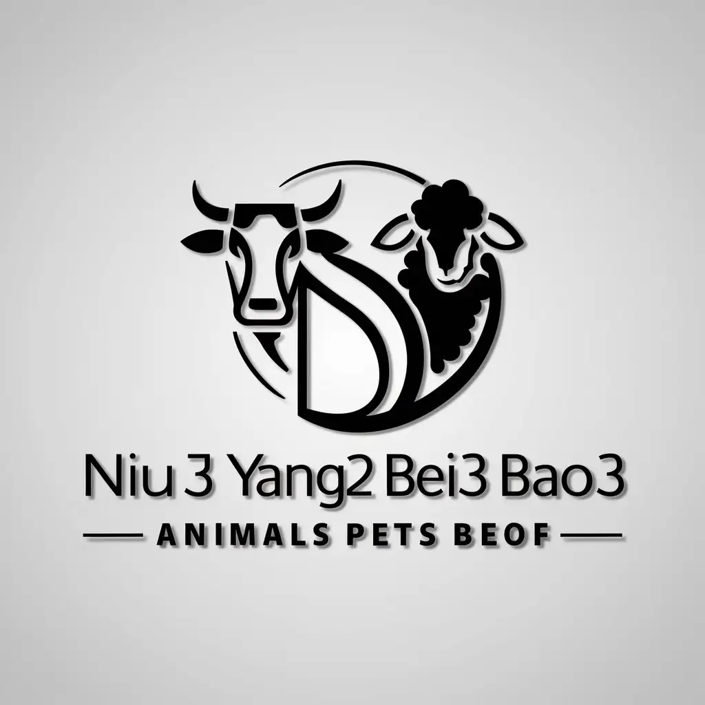 a logo design,with the text "niu3 yang2 bei3 bao3", main symbol:cattle and sheep,complex,be used in Animals Pets industry,clear background