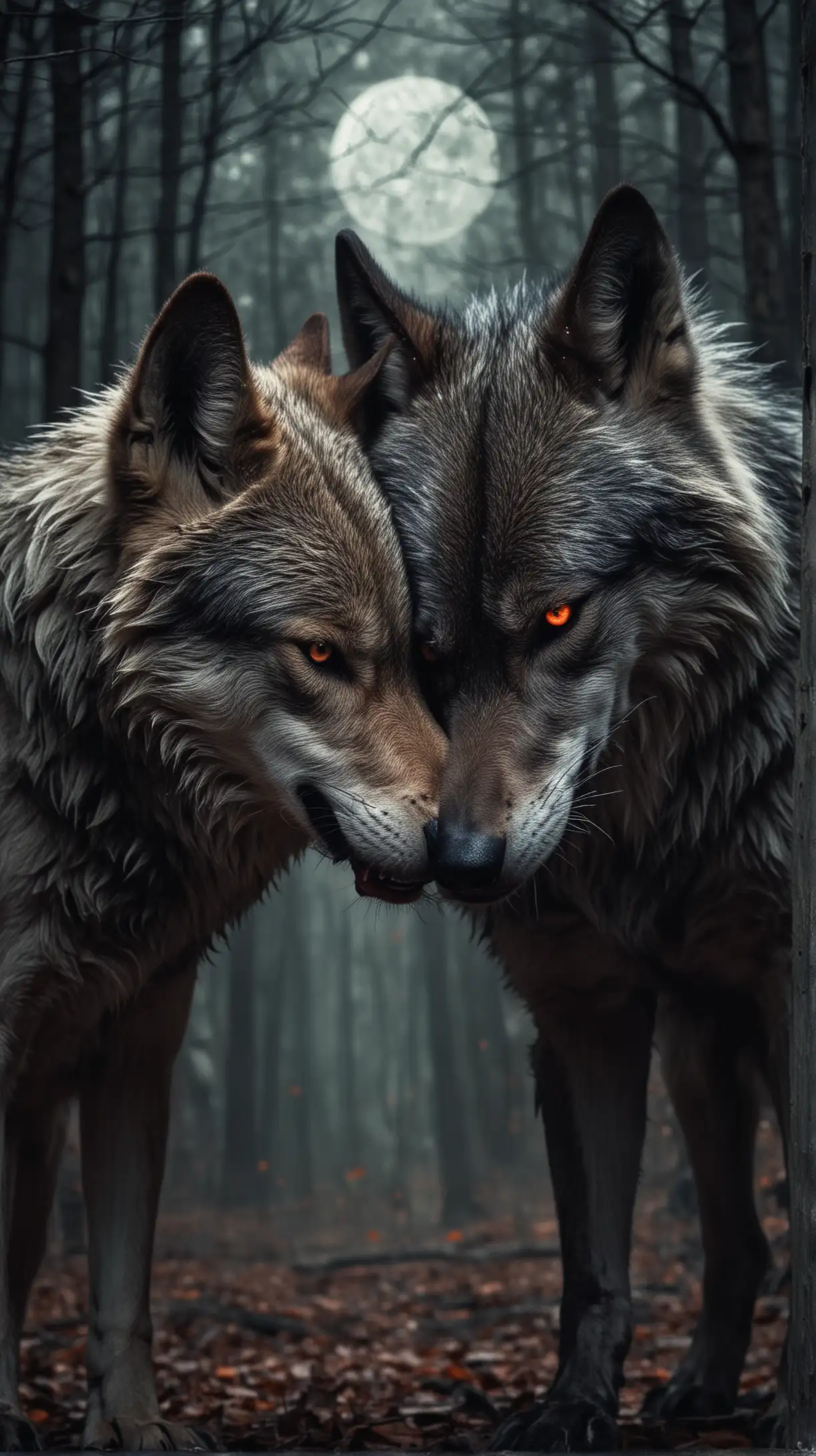 Harmony and Conflict Kind and Evil Wolves Coexisting