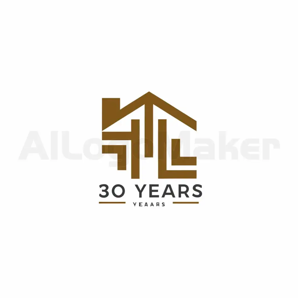 a logo design,with the text "30 YEARS", main symbol:HOUSE,Minimalistic,be used in Construction industry,clear background