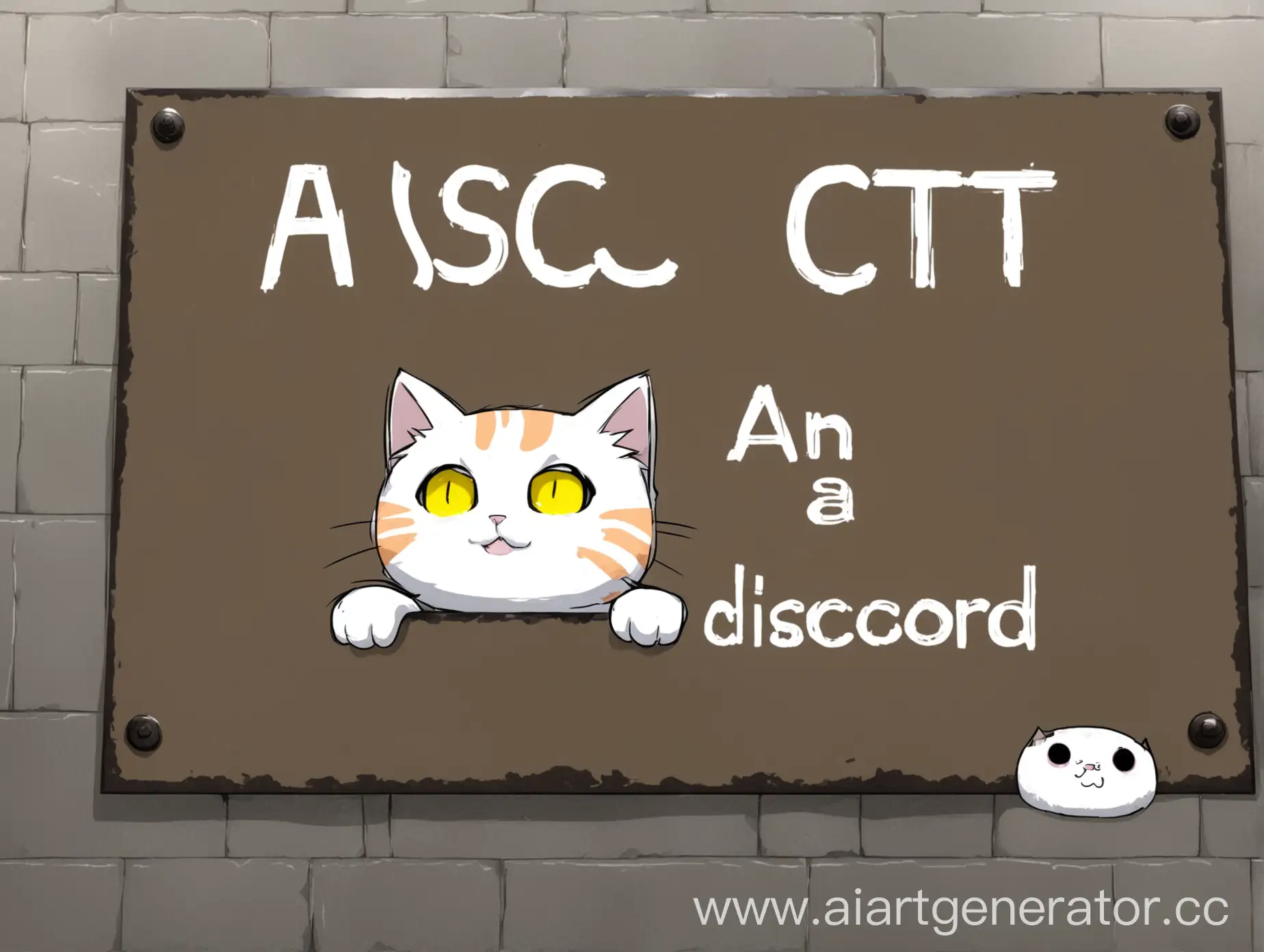 нужен милый манер с аниме котиком для дискорда на фоне знак из SCP