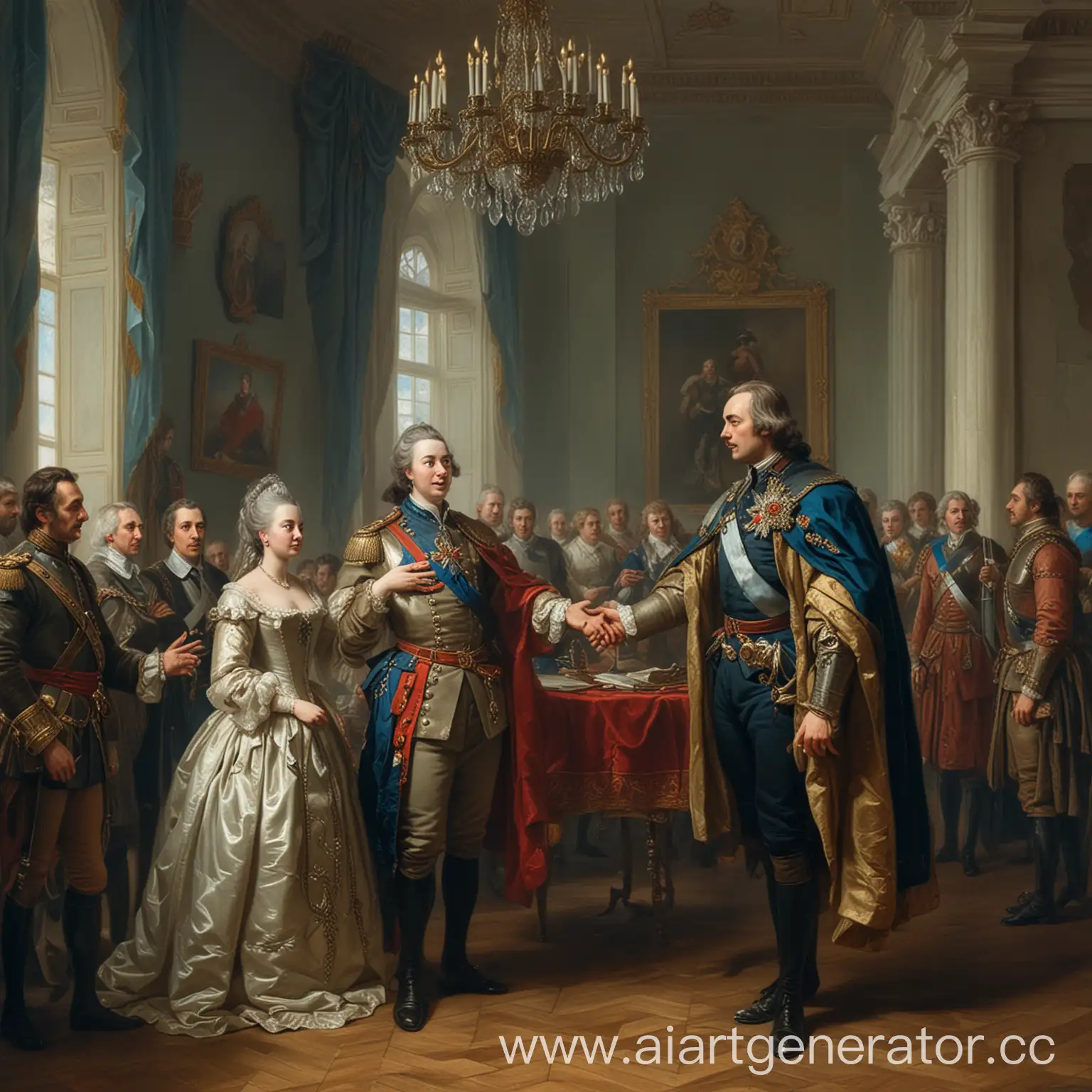 meeting of Peter the Great and Catherine the Great