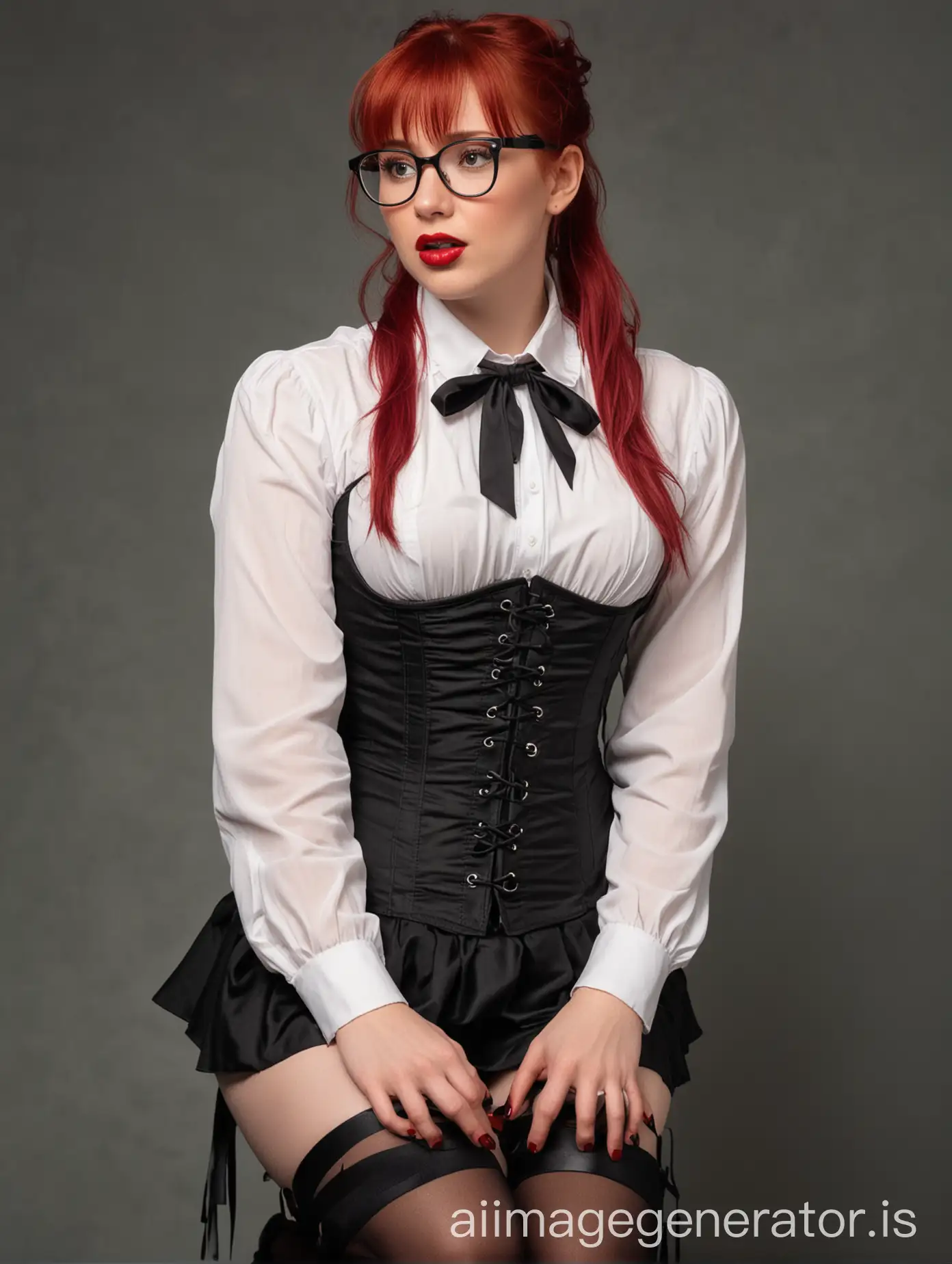 Sensual-Woman-in-Red-Hair-and-Corset-with-Bound-Hands