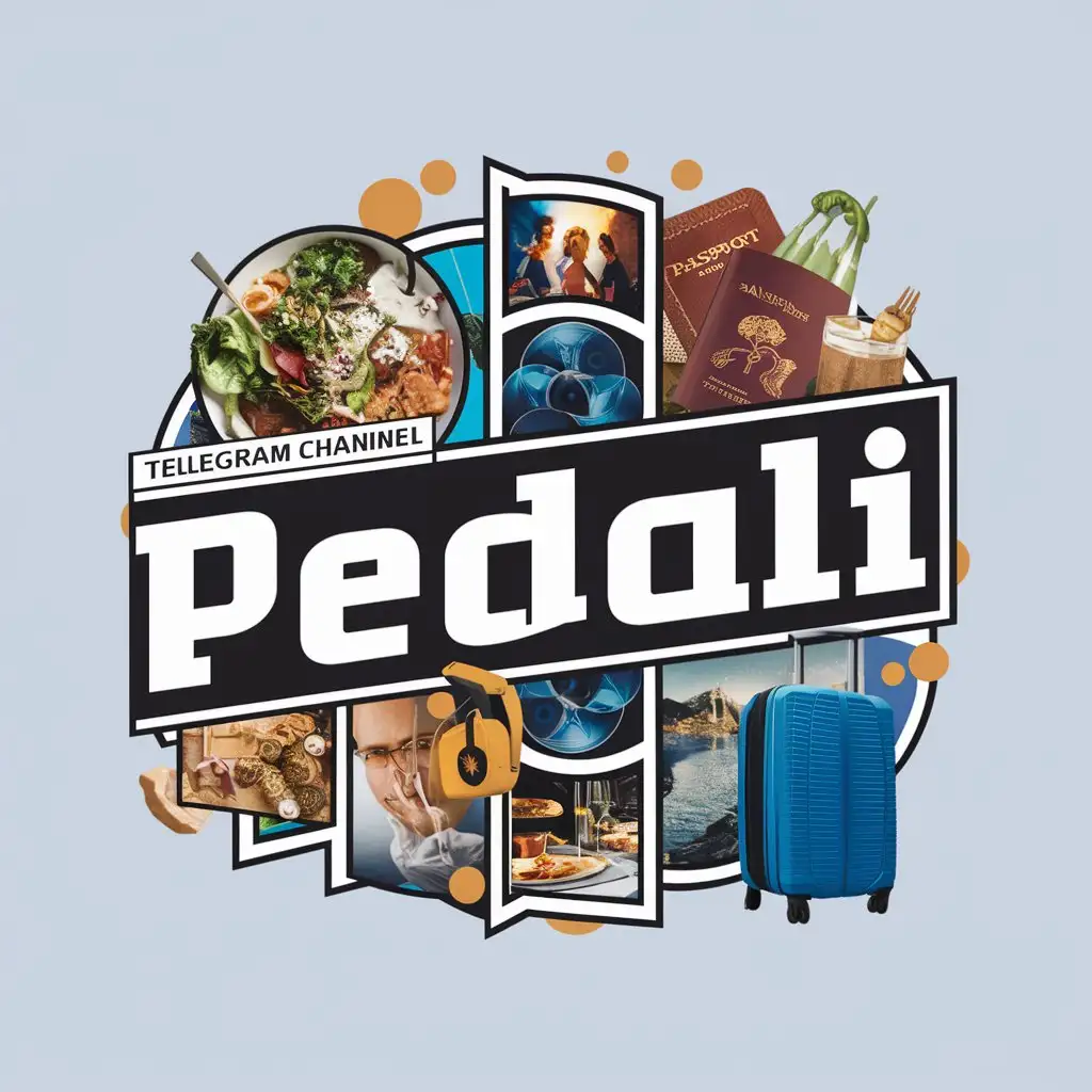 Логотип телеграмм канала с фотографиями, отзывами о ресторанах, кино и путешествиях под названием PeDaLi
