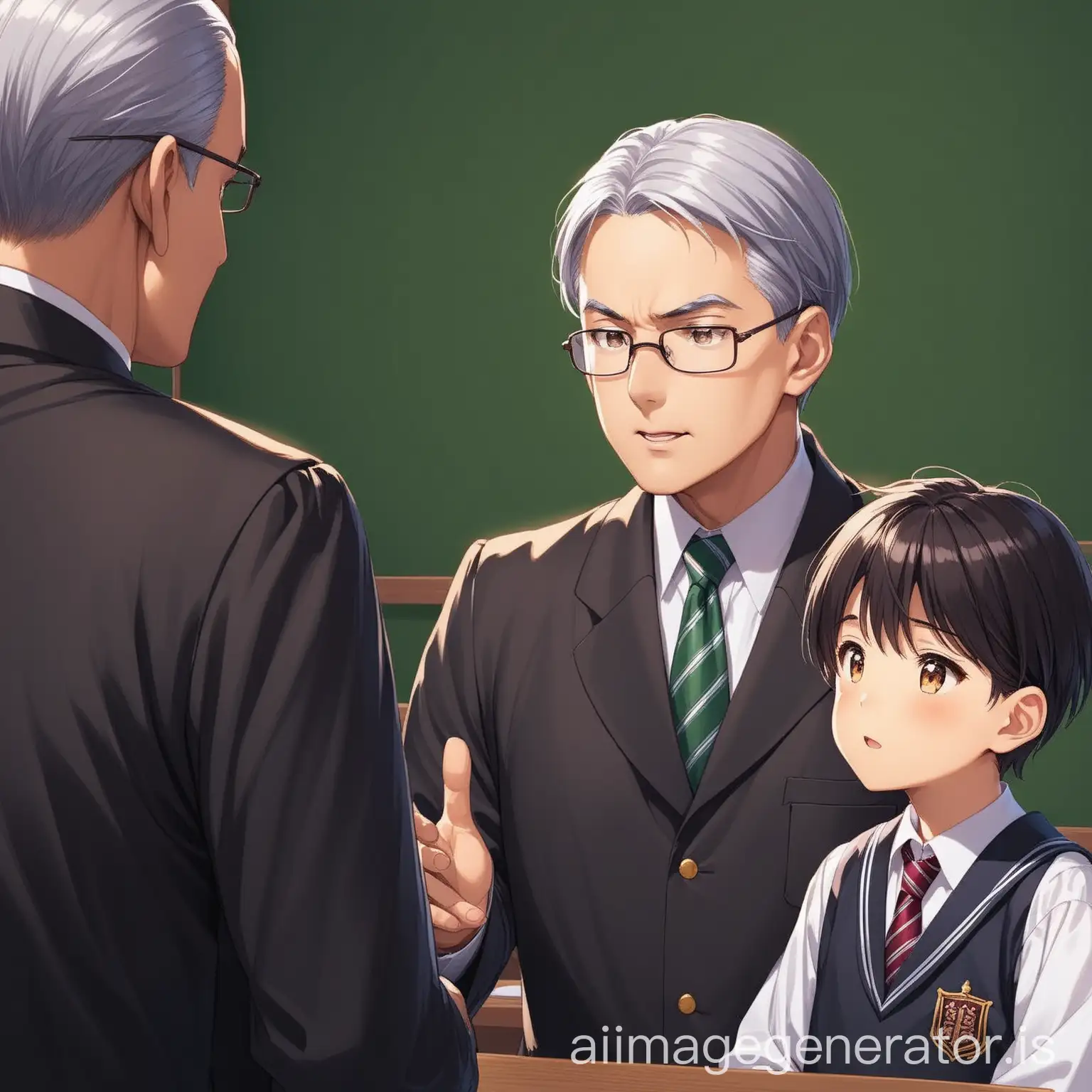headmaster is asking some question to a boy