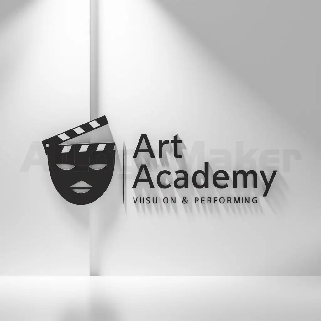 a logo design,with the text "art academy", main symbol:Mixture of camera and theater and clapboard,Minimalistic,clear background