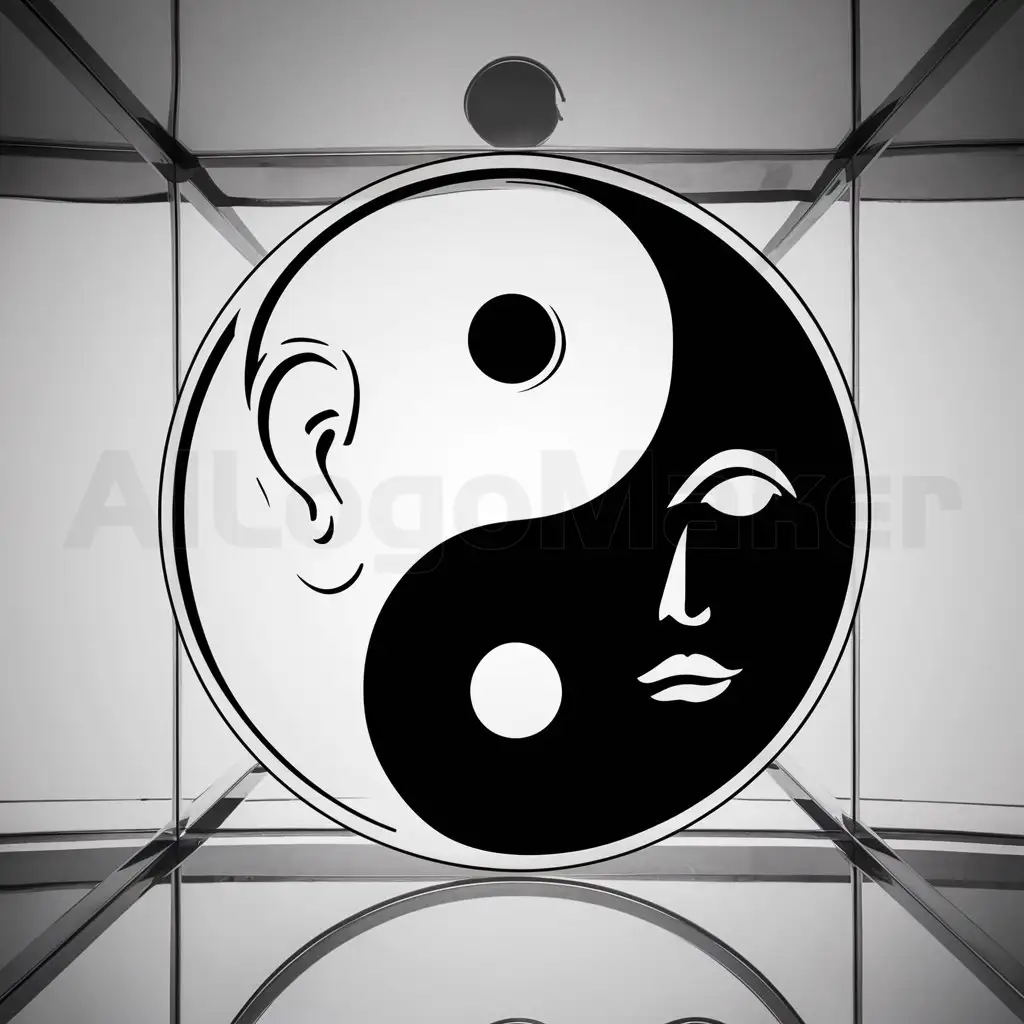 a logo design,with the text "reflex yin et yang", main symbol:yin yang pied, main, oreille, visage,Minimalistic,clear background
