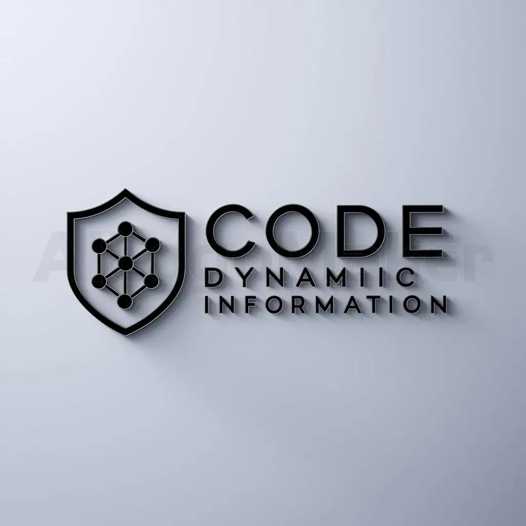 a logo design,with the text "code dynamic information", main symbol:shield, network,Moderate,be used in Internet industry,clear background