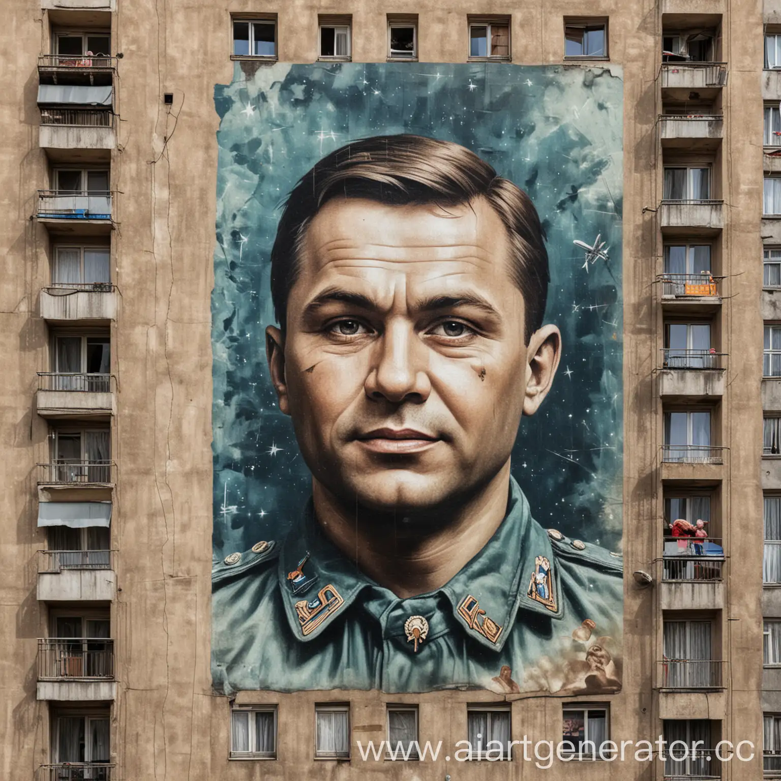 Multistory-Building-Mural-Featuring-Gagarins-Face
