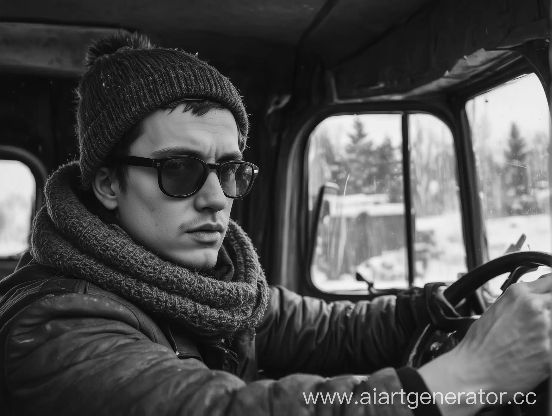 Russian-Punk-Rock-Singer-Egor-Letov-Driving-Truck-in-Winter-Sadness