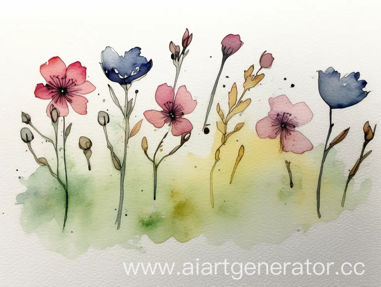 Delicate-Tiny-Flowers-in-Ink-and-Watercolor-Technique