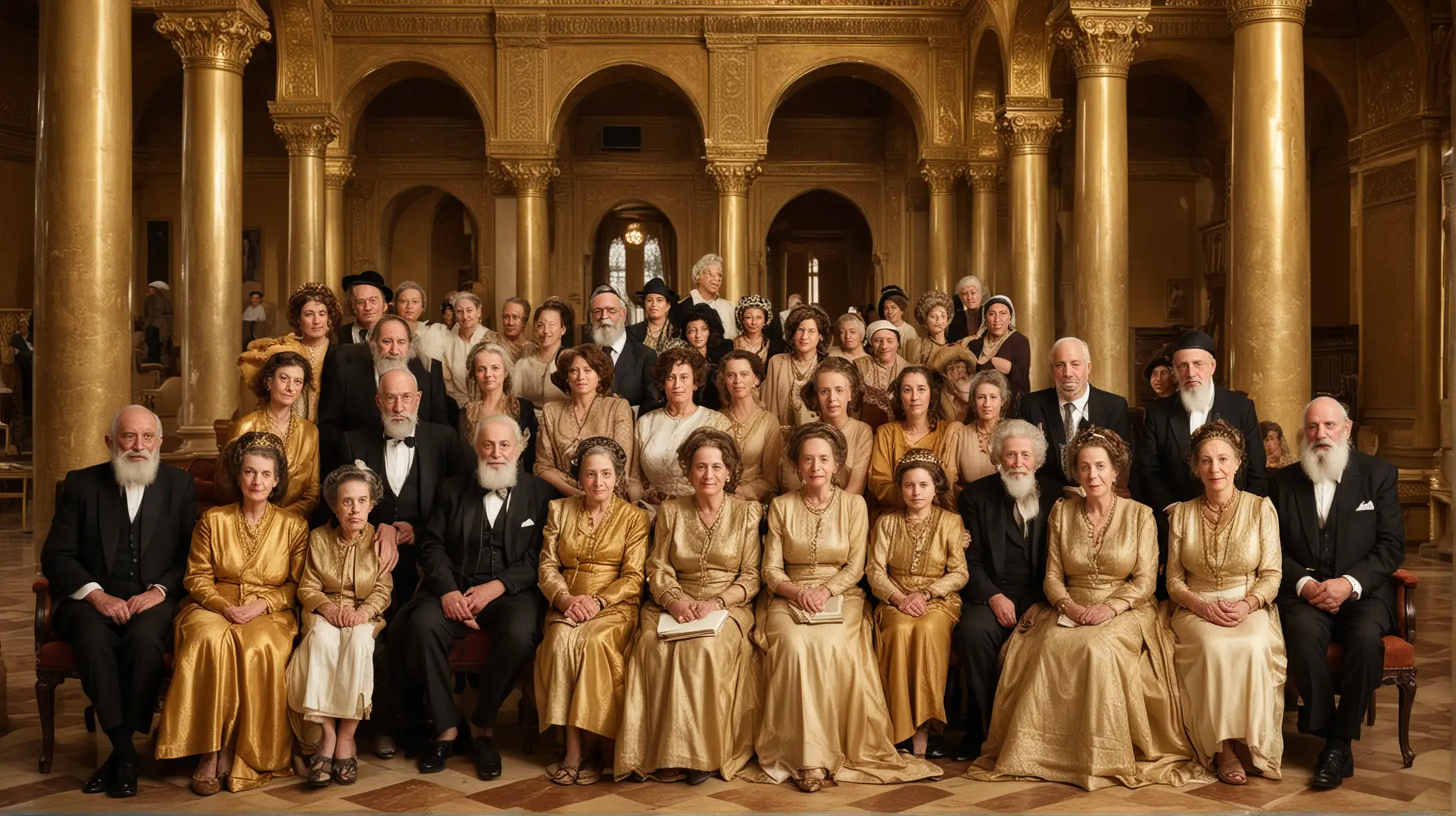 Large Jewish Family Gathering in Ornate Golden Palace