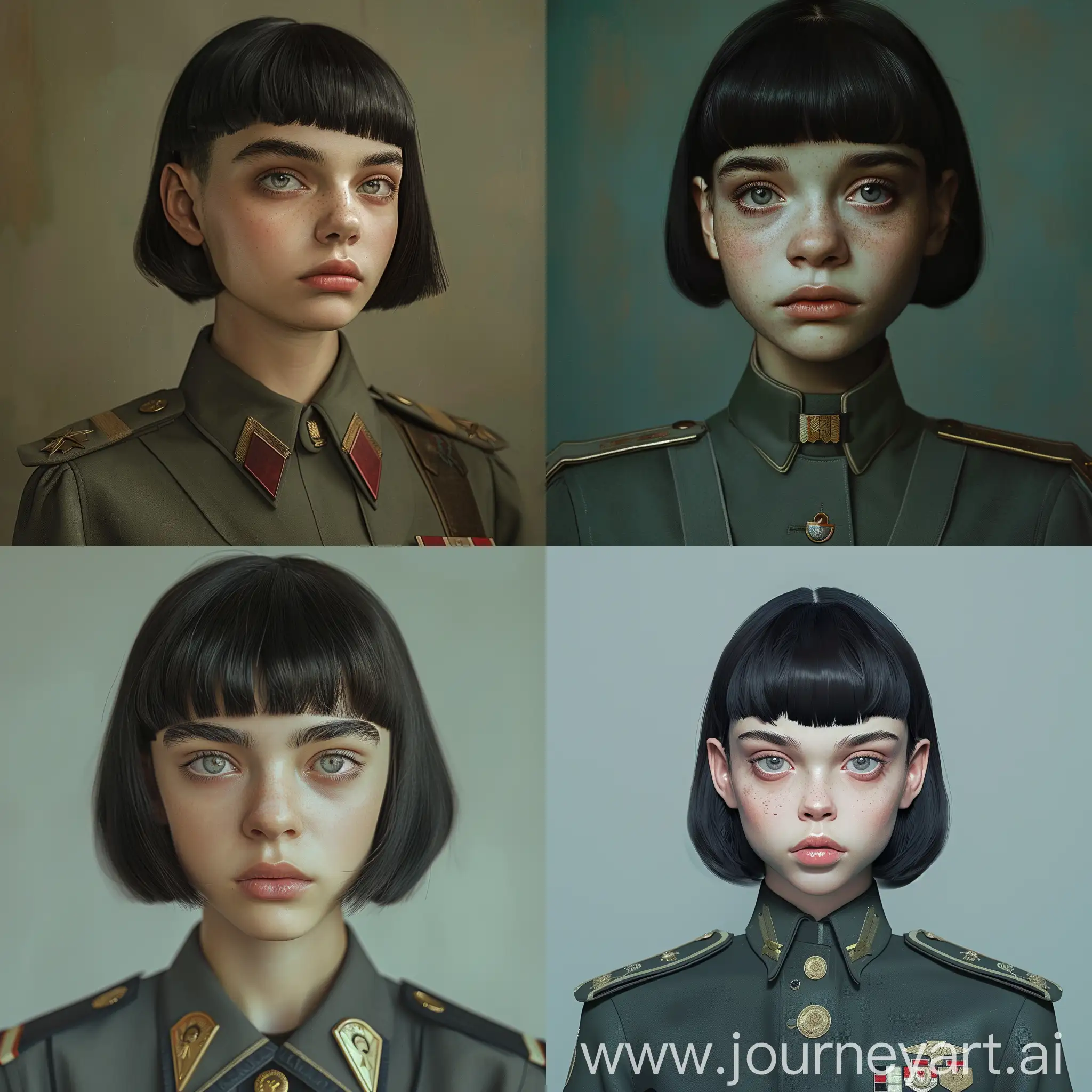 Portrait-of-a-16YearOld-Girl-in-SemiMilitary-Academy-Uniform