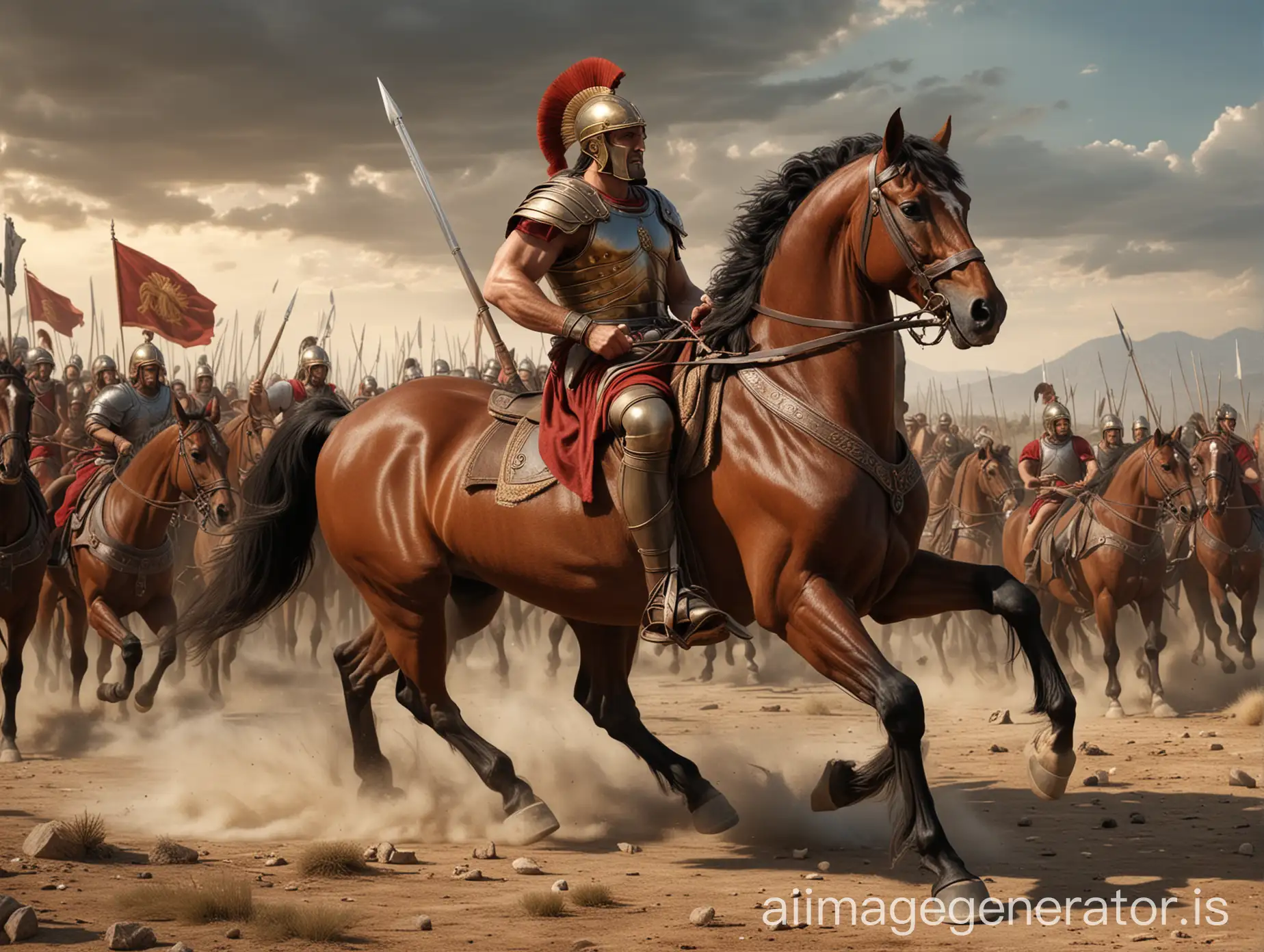 A realistic image of Troyan war, achilles, the troyan horse built by the greeks and  the Iliad.