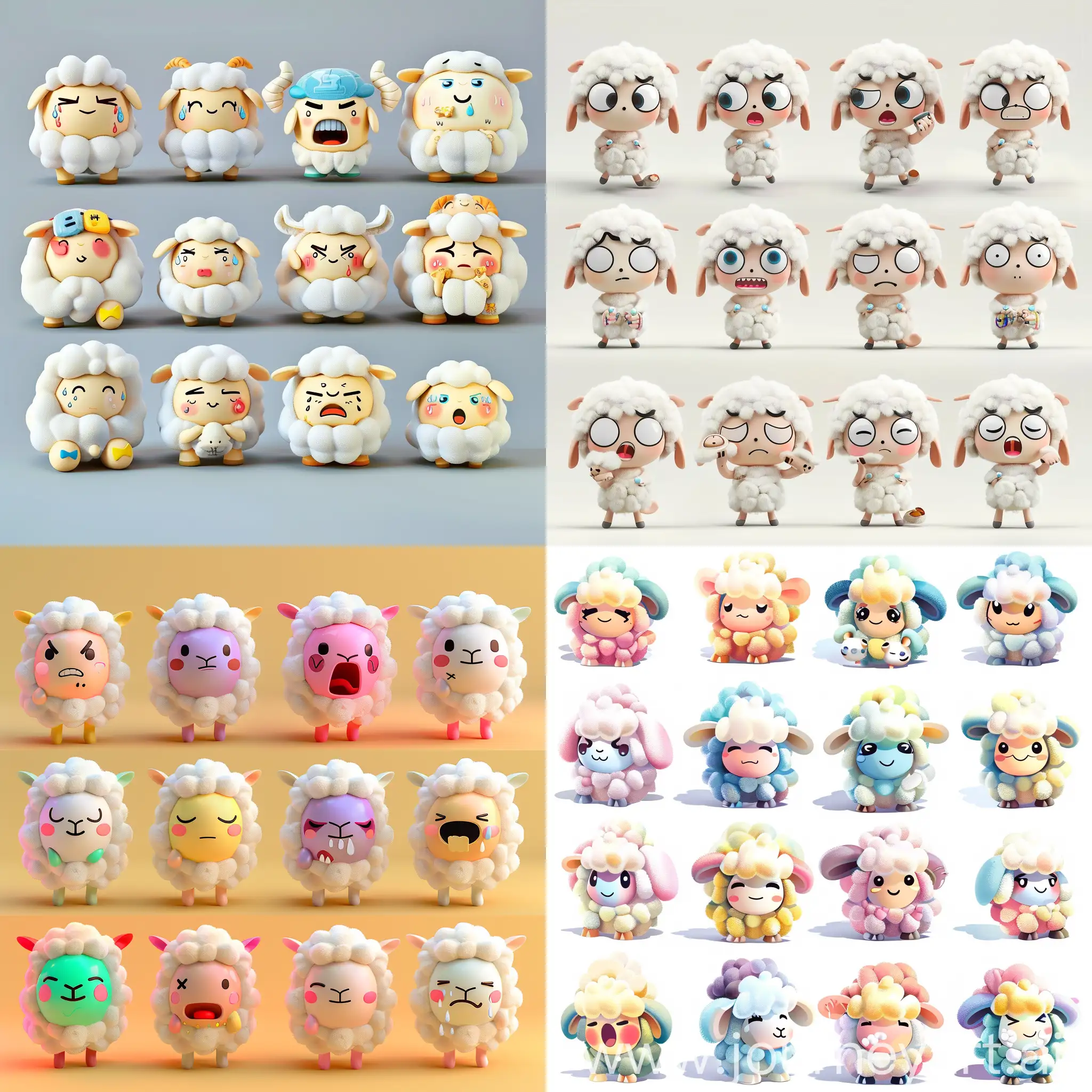 Adorable-Plush-Sheep-Emoji-Pack-Expressive-and-Colorful-Collection
