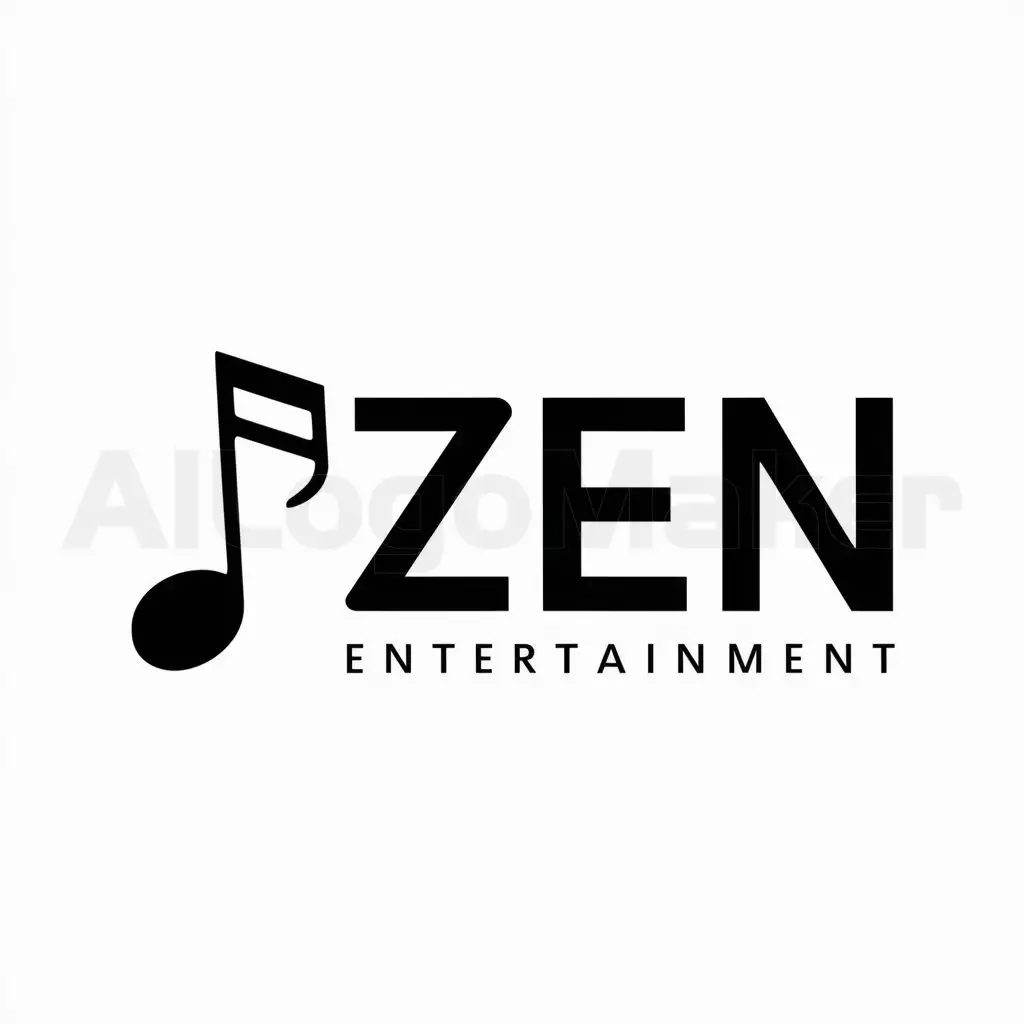 a logo design,with the text "ZEN", main symbol:music,Moderate,be used in Entertainment industry,clear background
