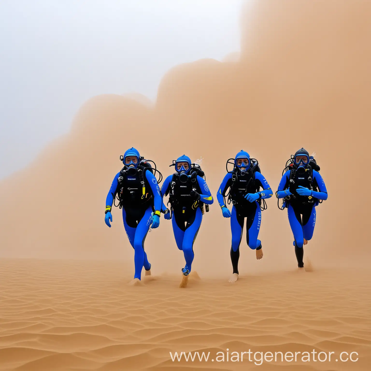 Three-People-Scuba-Diving-in-a-Blue-Sandstorm