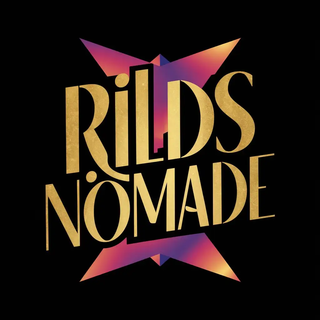 Faça uma logomarca com o nome de Rilds Nômade onde essa logo seria usado em meio marketing digital uma logomarca que atraia telespectadores com cores marcantes e intensas com letras douradas e o fundo preto