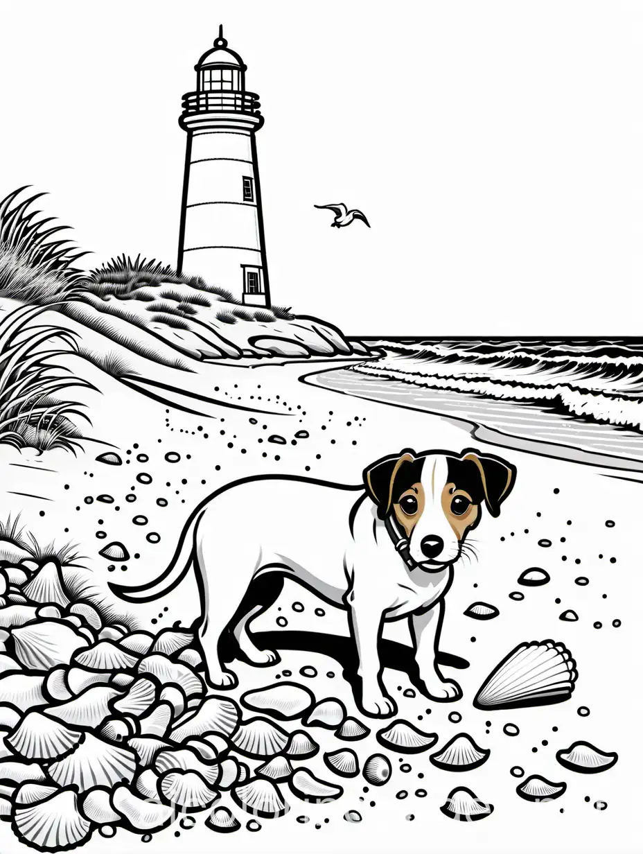 Jack-Russell-Terrier-Digging-for-Treasure-on-Beach-with-Lighthouse