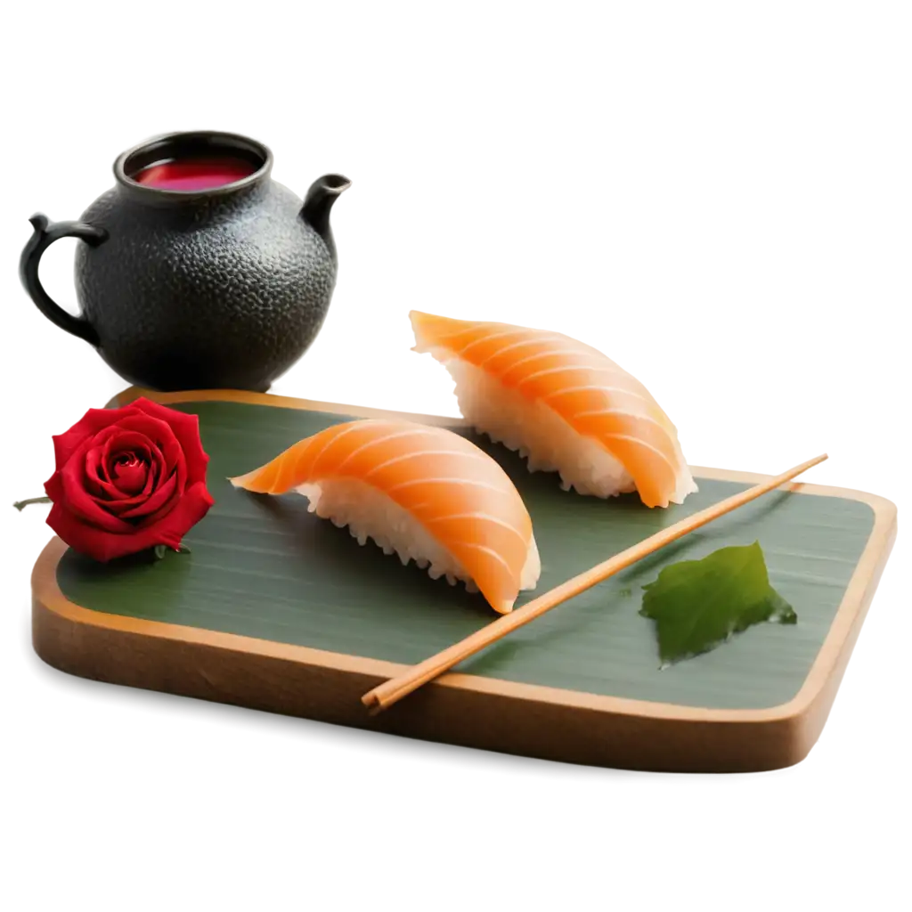 Exquisite-PNG-Art-Sushi-and-Rose-A-Fusion-of-Culinary-and-Floral-Delights