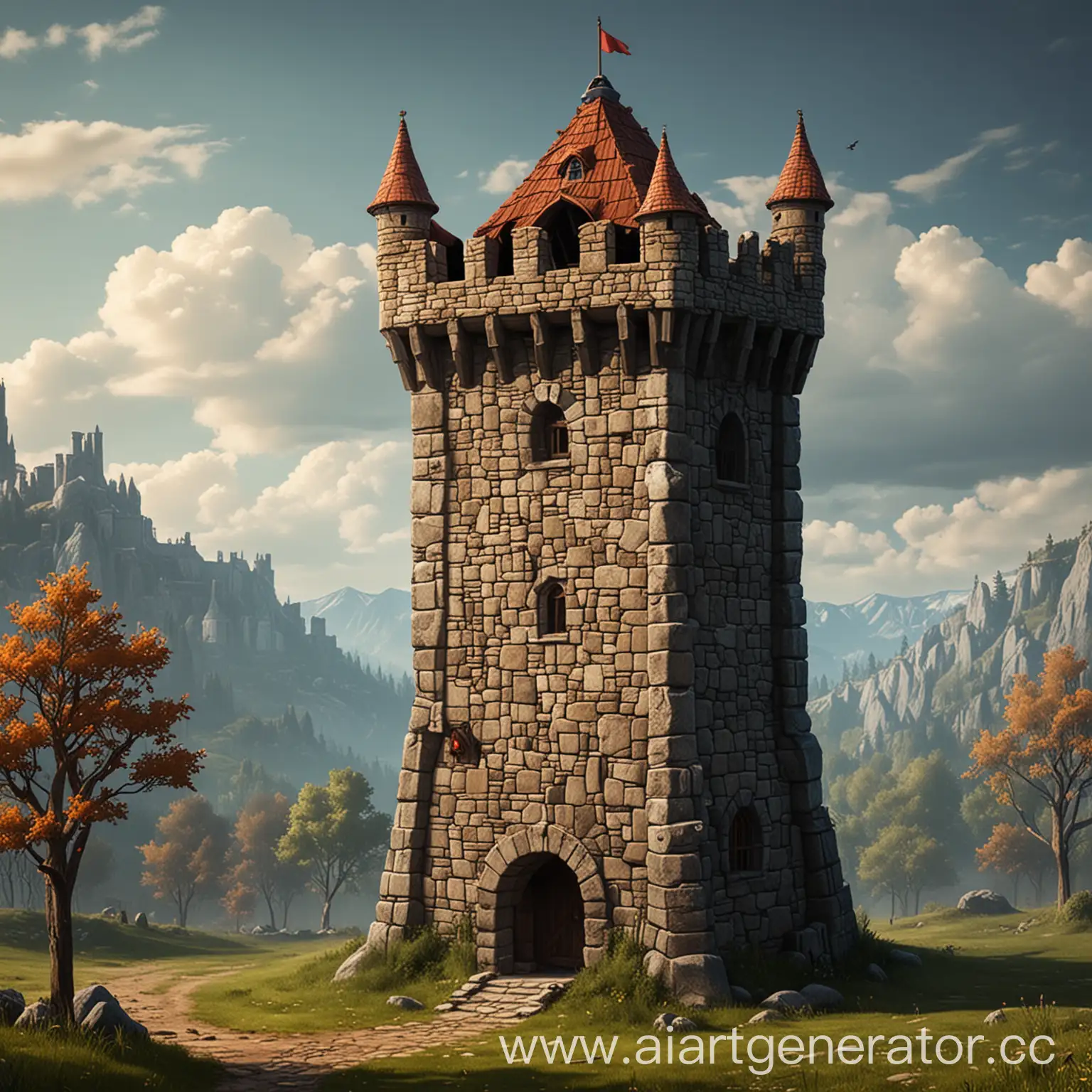 Medieval-Tower-Defense-Game-Concept-Art-Strategic-Fortress-in-2D-Style