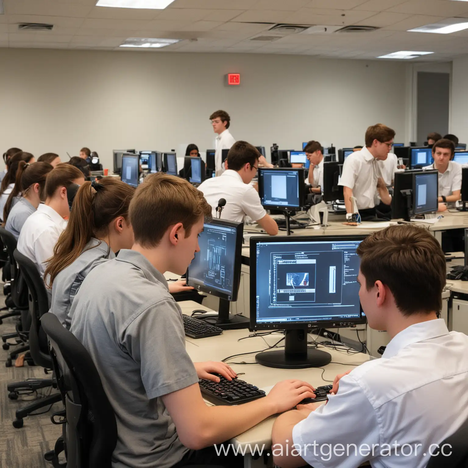 Профориентационные тестирования: Учащиеся проходят контрольные мониторинги, за компьютерами