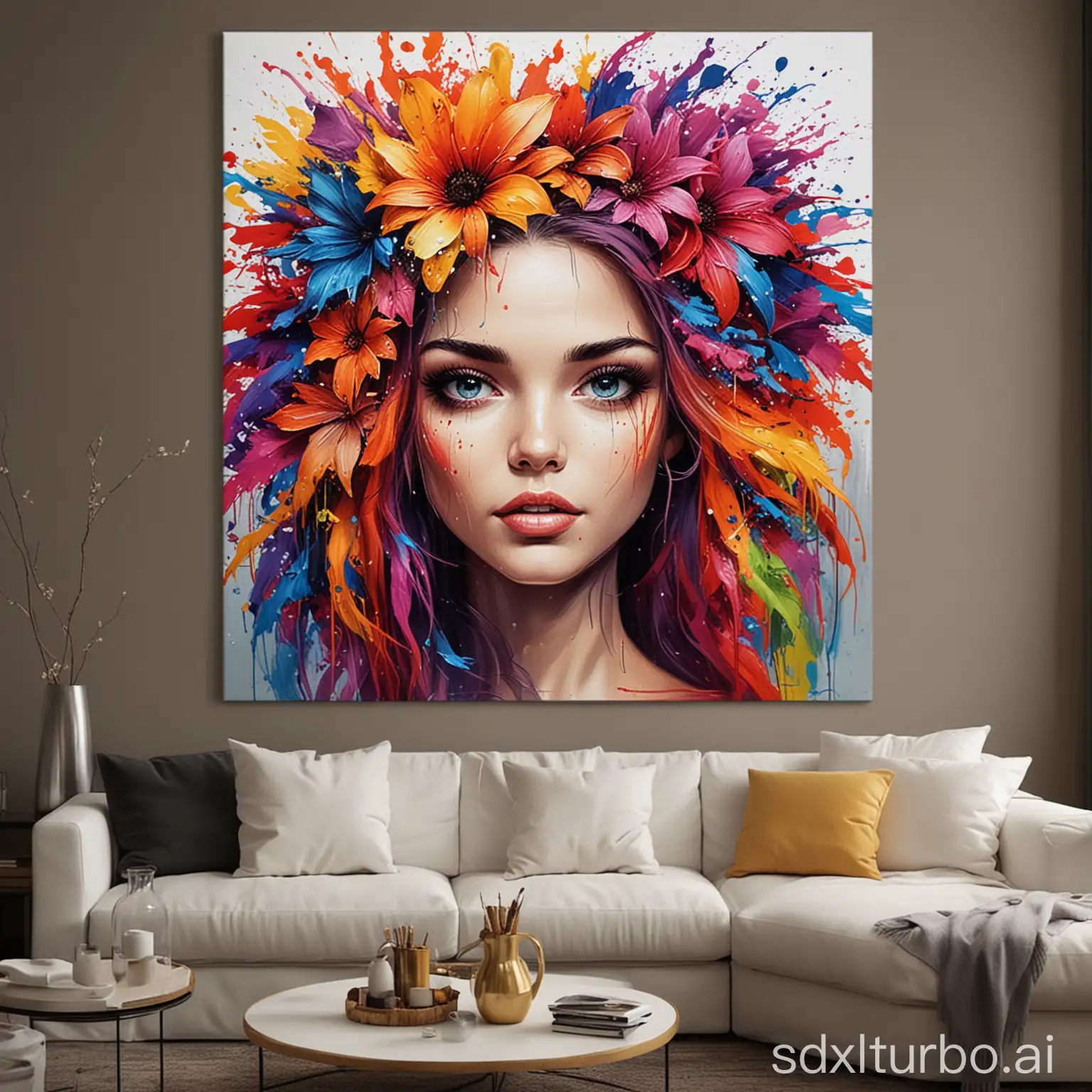 Create colorful painting that is done on canvas