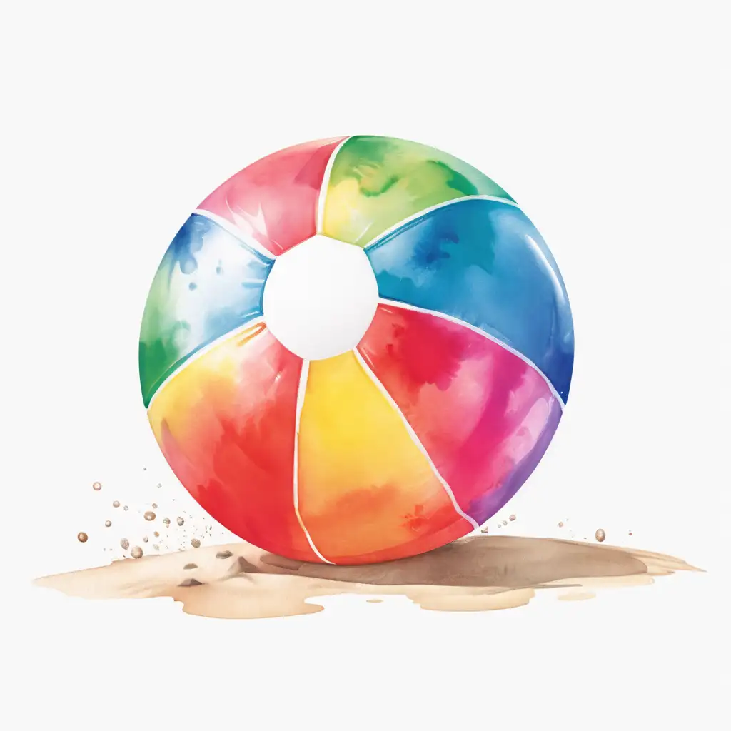 Vibrant Single Beachball Illustration Playful Watercolor Vector Design