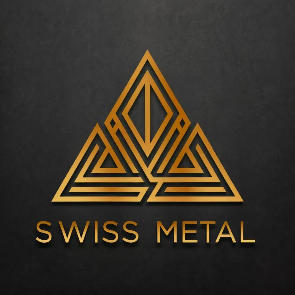 a logo design,with the text "Swiss metal", main symbol:Pyramid gold and orange colors,complex,be used in Automotive industry,clear background