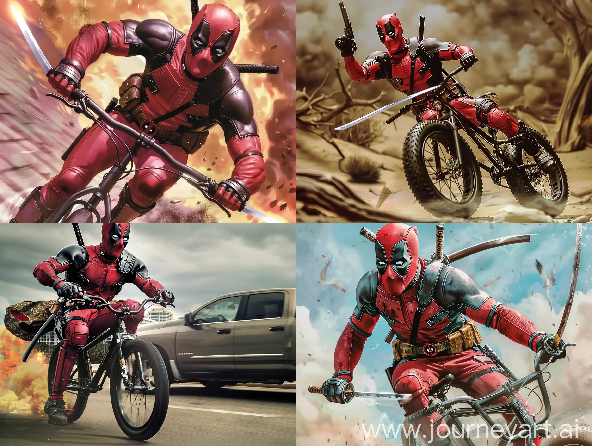 Deadpool-Riding-Bike-with-Samurai-Katana