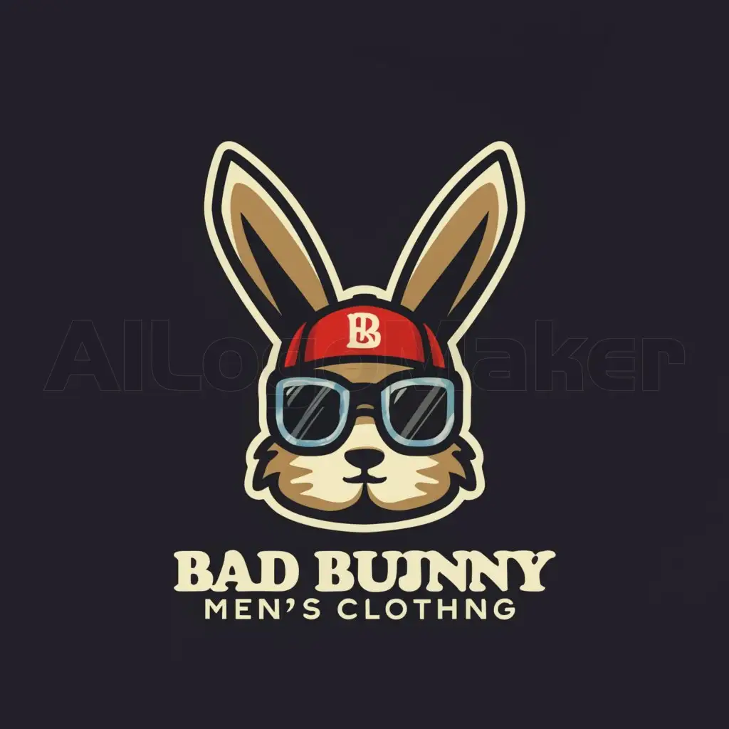 a logo design,with the text "Bad Bunny men's clothing and accessories", main symbol:Rabbit or rabbit ears in a cap and sunglasses,complex,be used in Retail industry,clear background