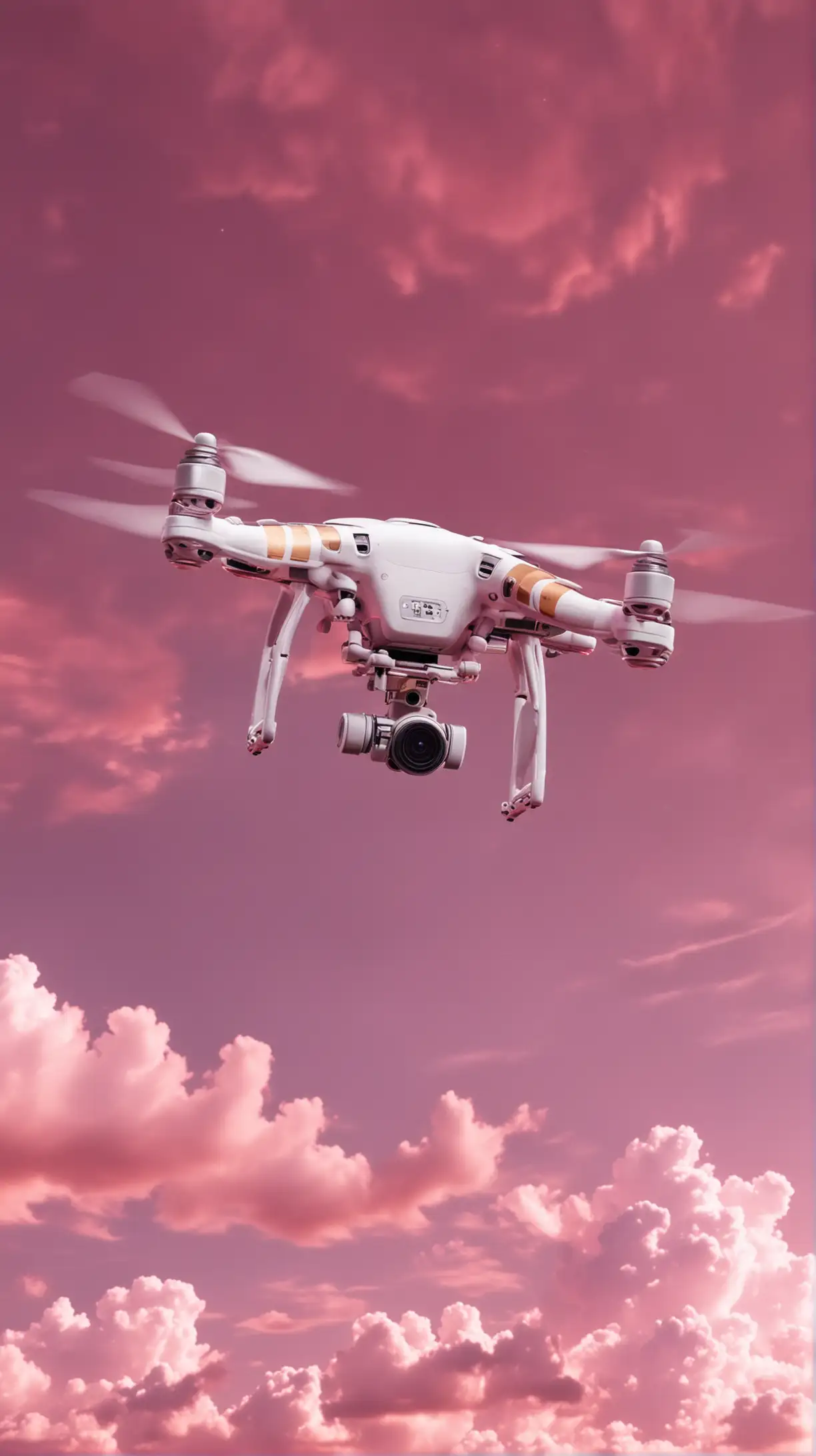 thumbnail for a  video, a drone flying in sky with beautiful pink  clouds , after effect logo on a cloud
