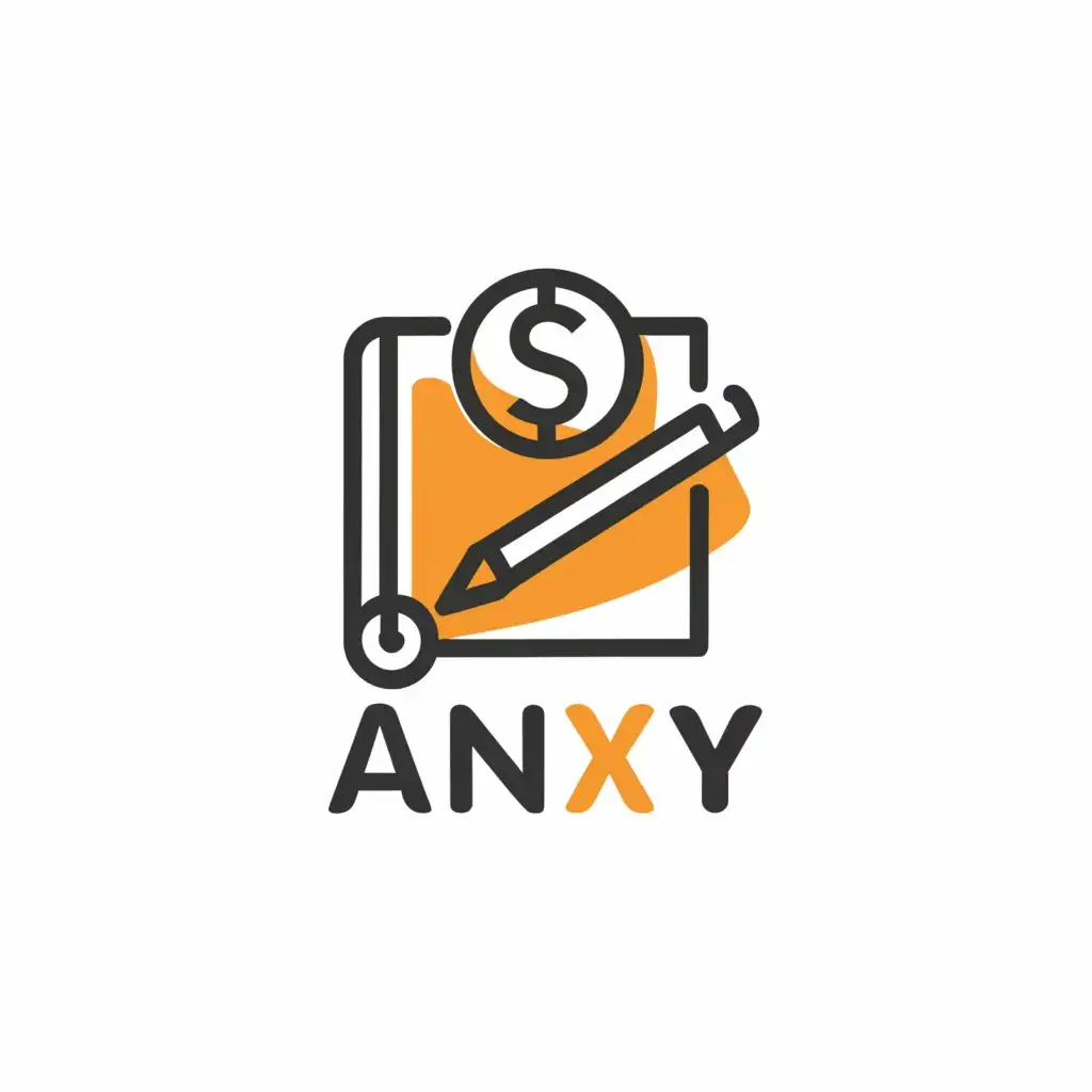 LOGO-Design-For-Anxy-Modern-Elegance-with-Notebook-Money-and-Girl-Motifs